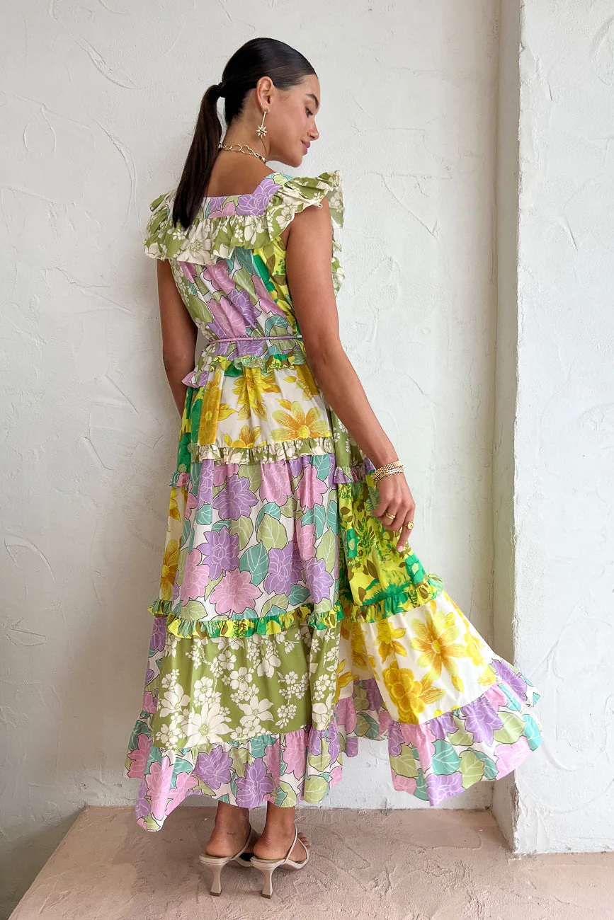 Alémais Elora Tiered Patchwork Midi Dress - Multi - Image 5