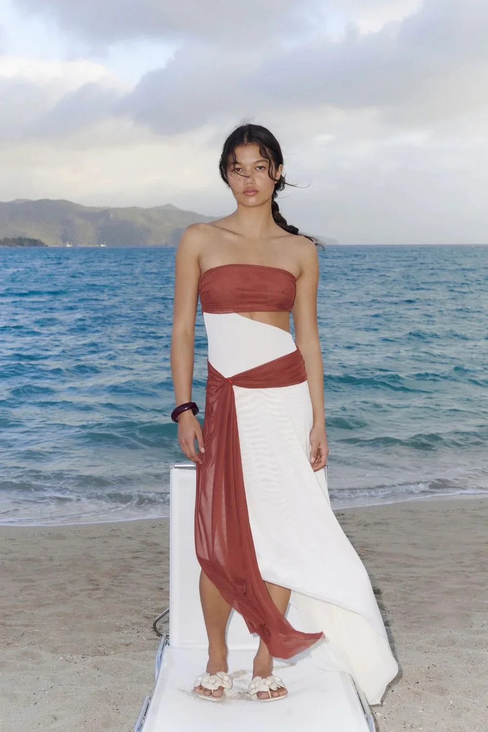 Bec & Bridge Ayla Strapless Dress - Rust & Cream - Image 2