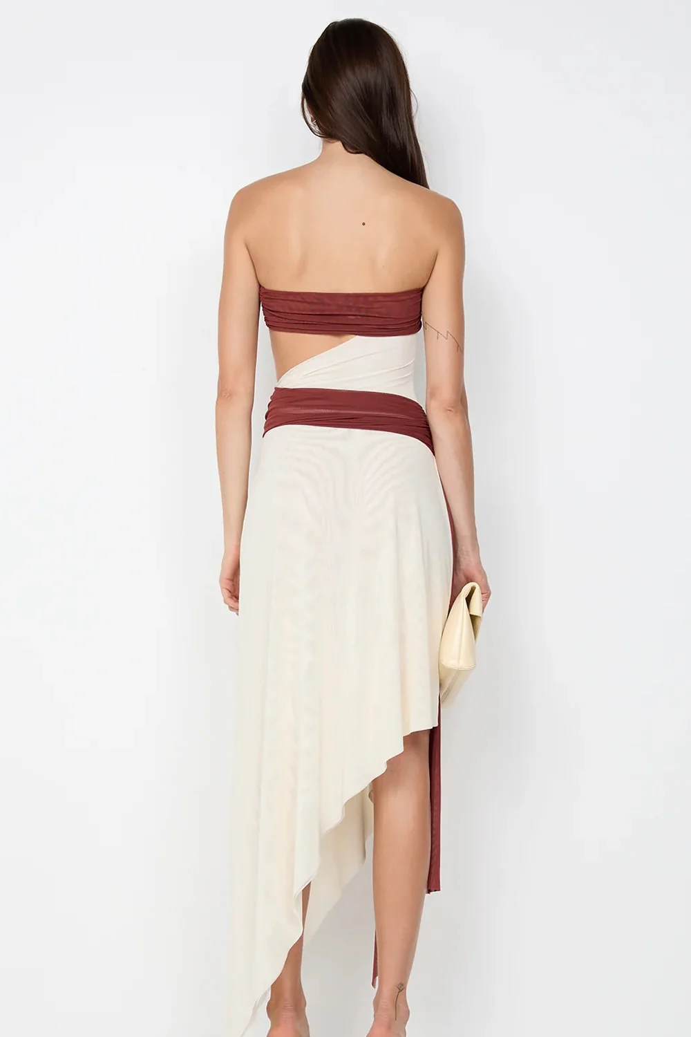 Bec & Bridge Ayla Strapless Dress - Rust & Cream - Image 5