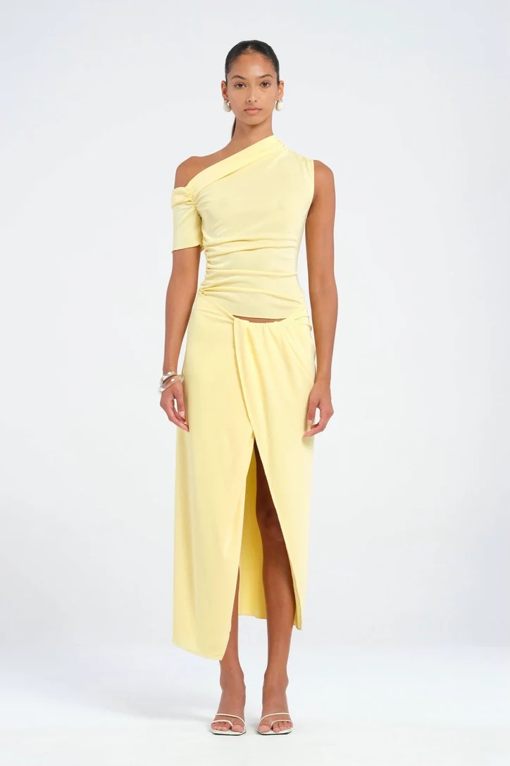 Benni Cleo One Shoulder Maxi Dress - Butter