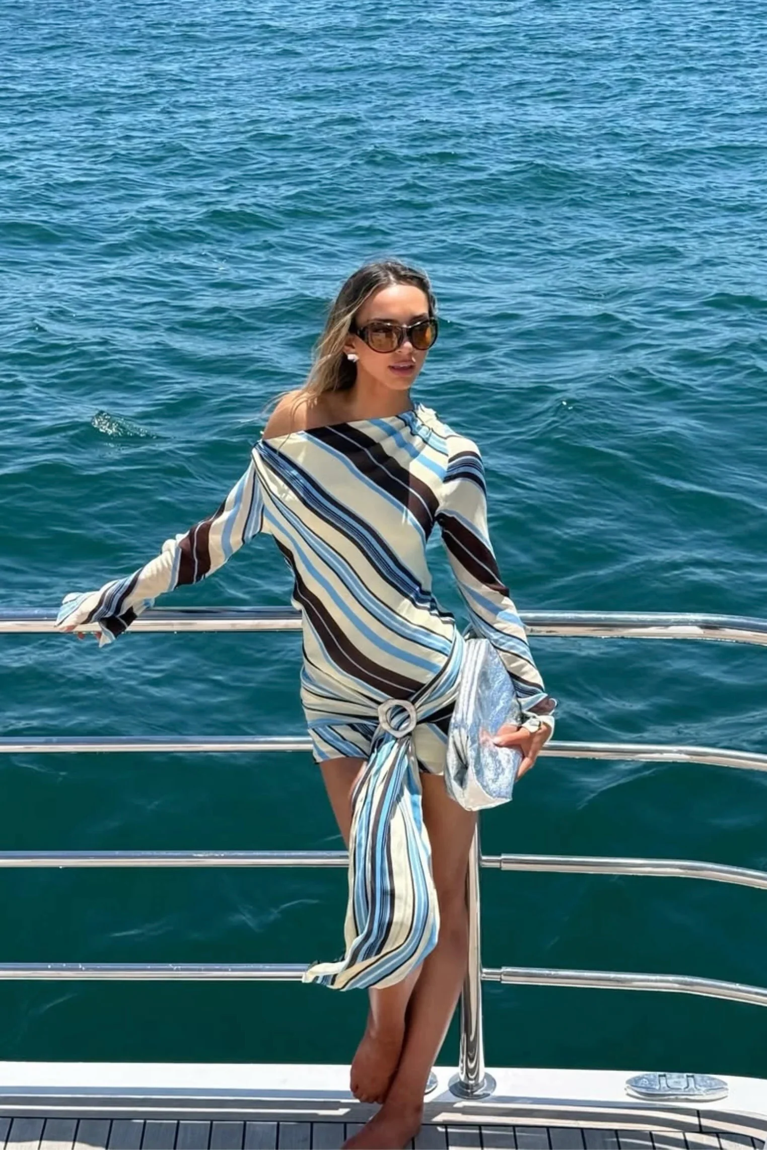 Benni Elise Mini Dress - Ocean Stripe - Image 4