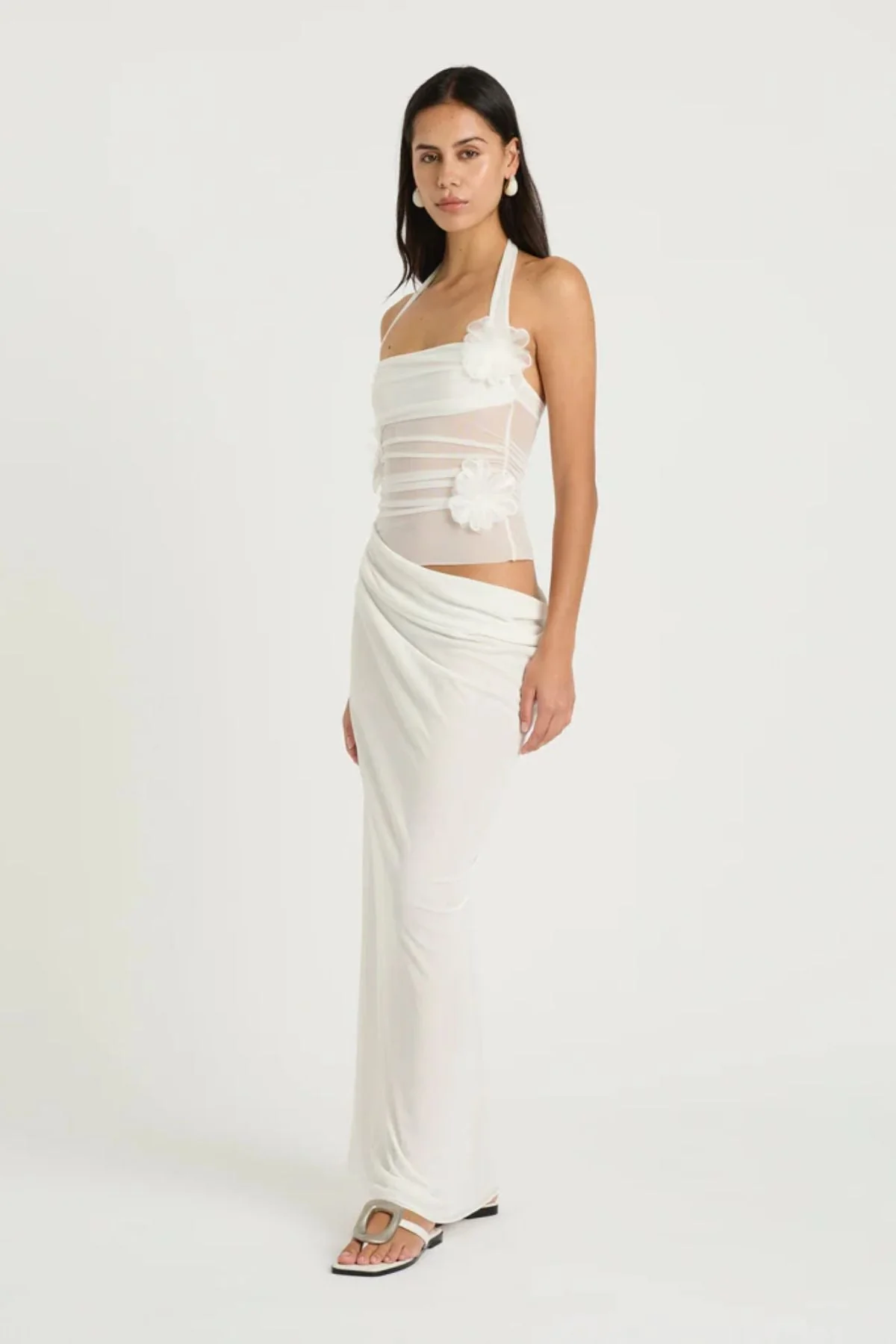 Benni Florence Maxi Dress - White Flower - Image 2
