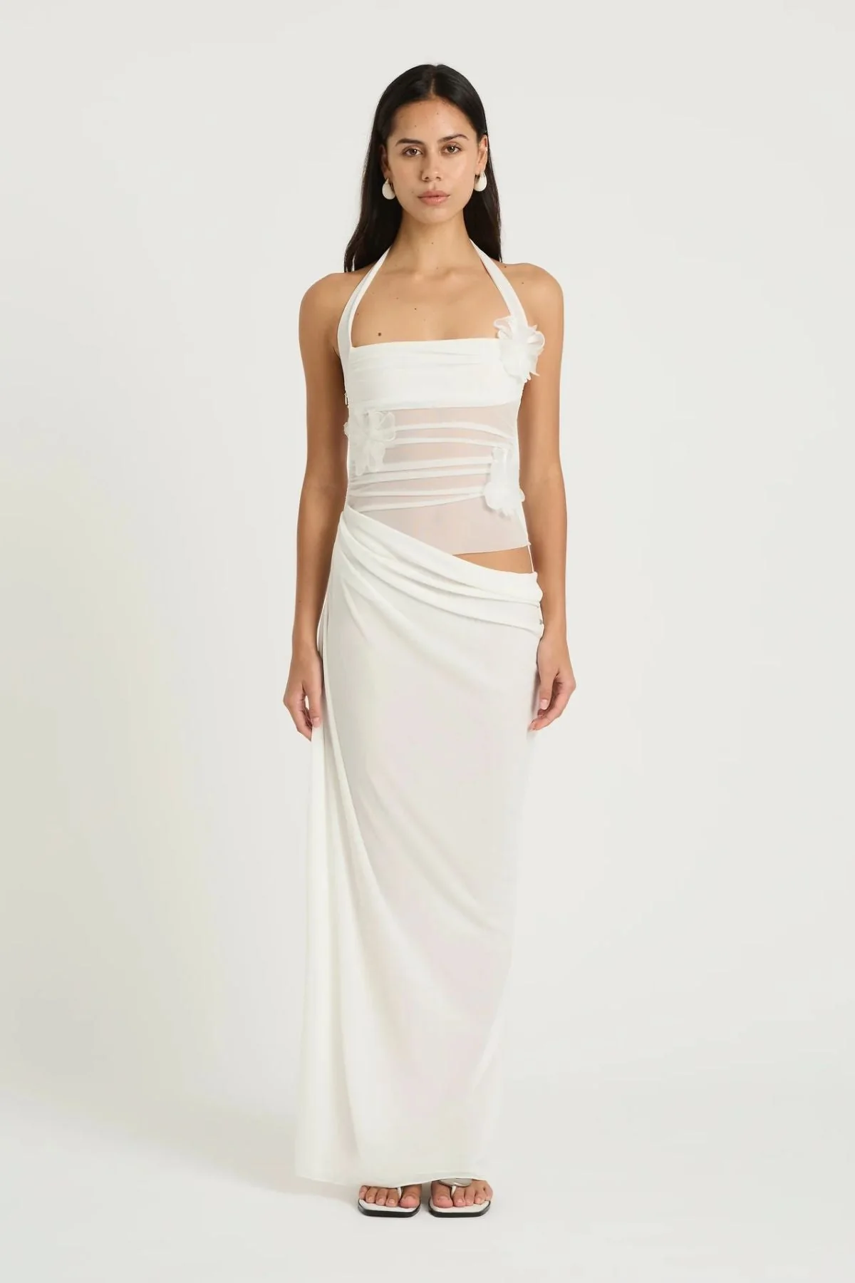 Benni Florence Maxi Dress - White Flower - Image 4
