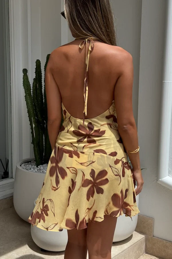 Benni Harlow Halter Mini Dress - Butter Floral - Image 3