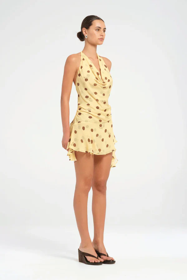 Benni Harlow Polka Halter Mini Dress - Butter Spot - Image 2