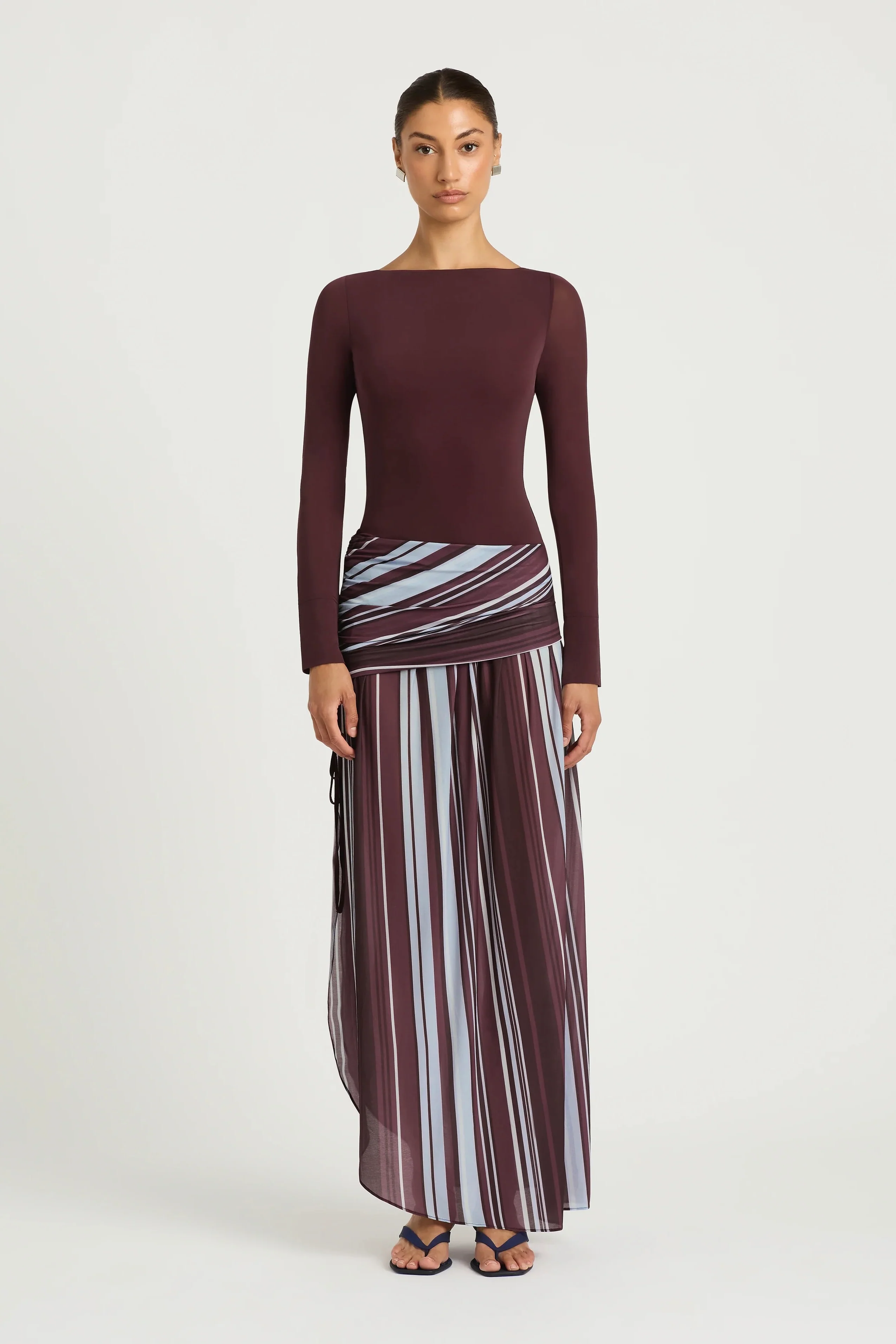 Benni Jana Long Sleeve Maxi Dress - Midnight Stripe