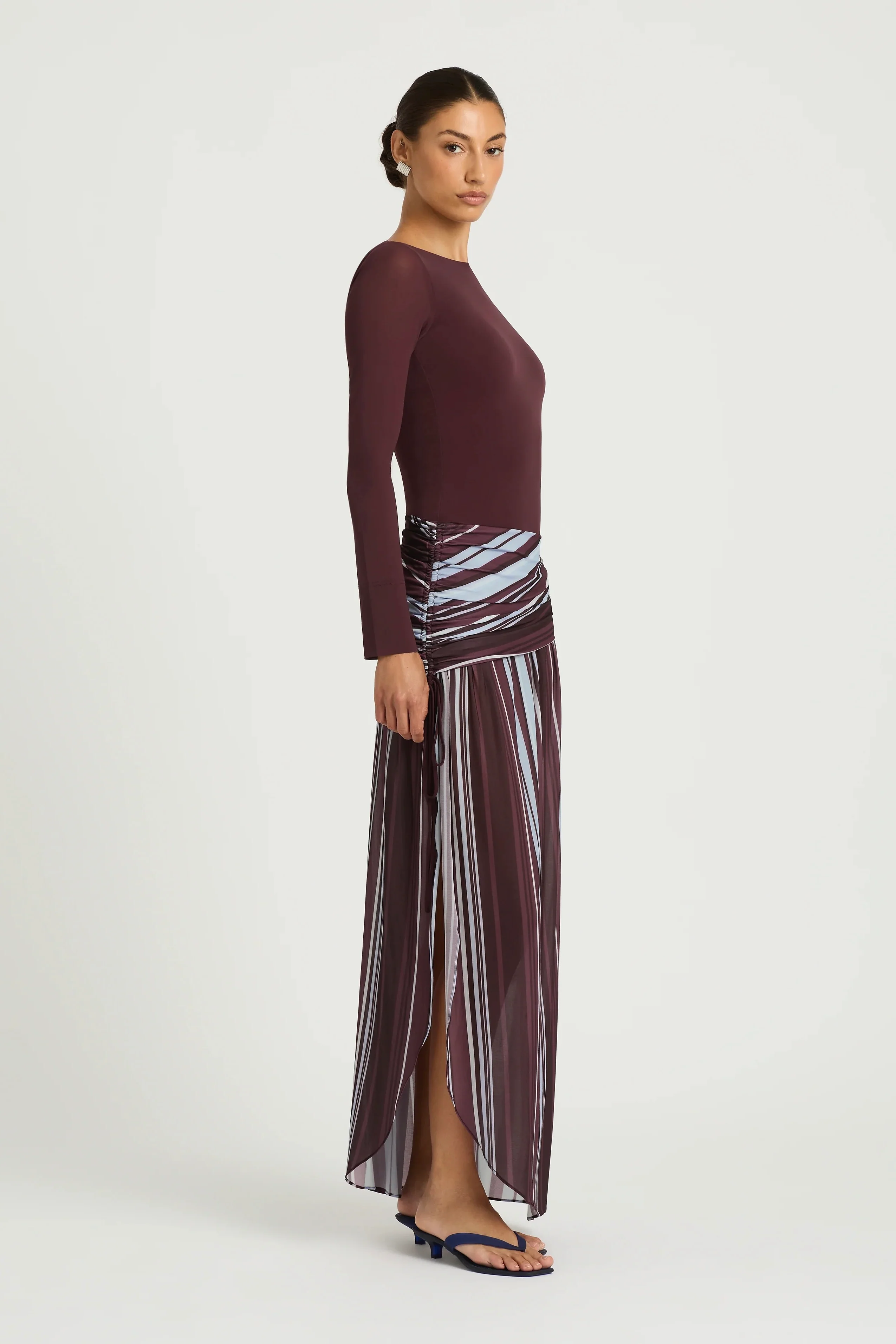 Benni Jana Long Sleeve Maxi Dress - Midnight Stripe - Image 2