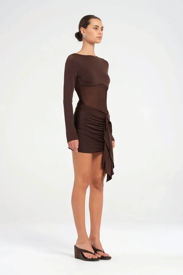 Benni Juni Mini Dress - Chocolate - Image 2