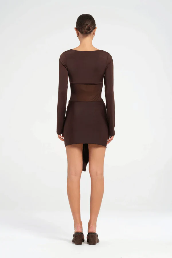 Benni Juni Mini Dress - Chocolate - Image 3
