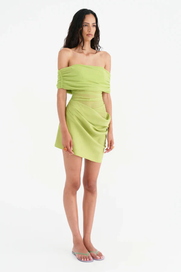 Benni Nico Off Shoulder Mini Dress - Apple - Image 4