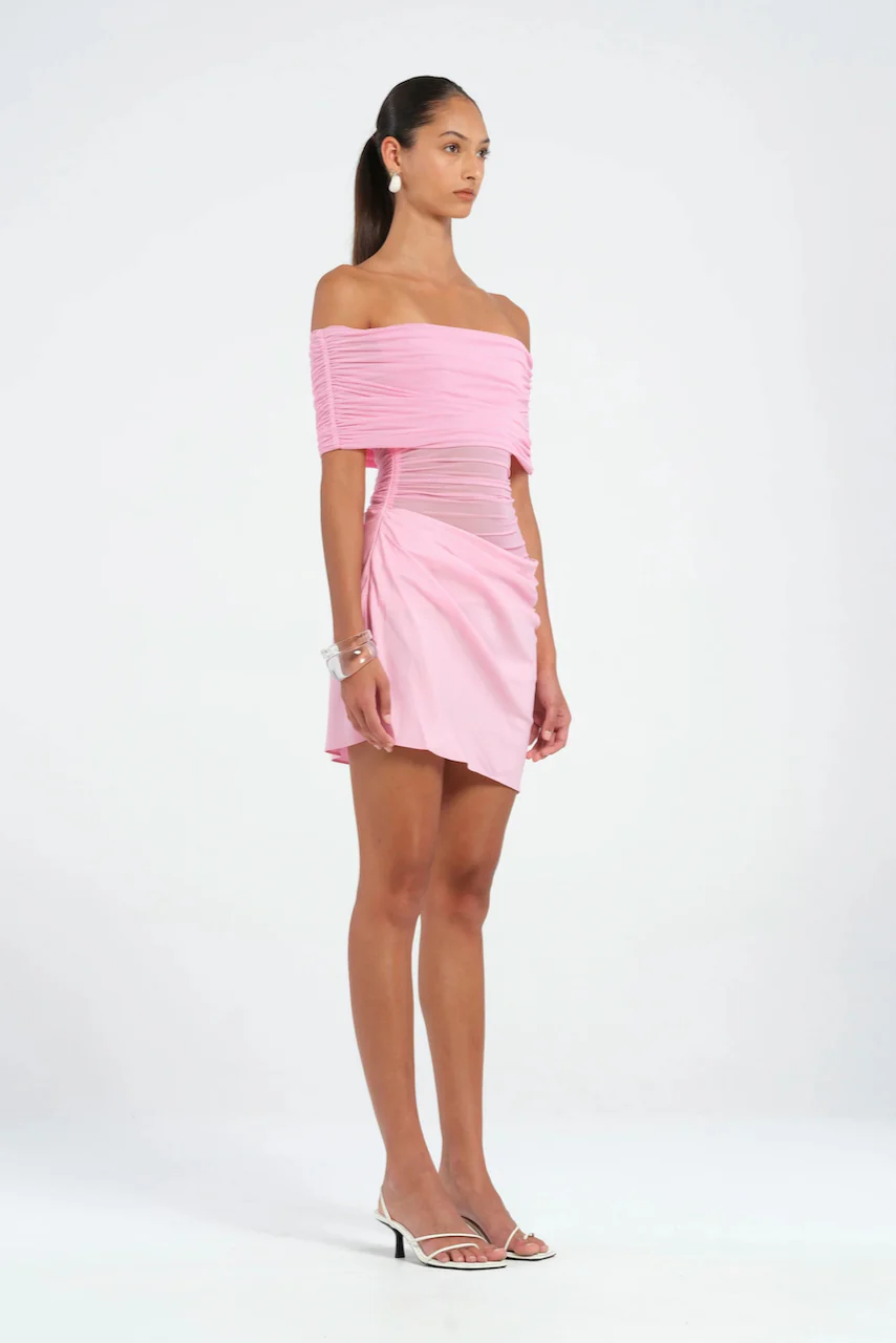 Benni Nico Off Shoulder Mini Dress - Bubblegum - Image 2
