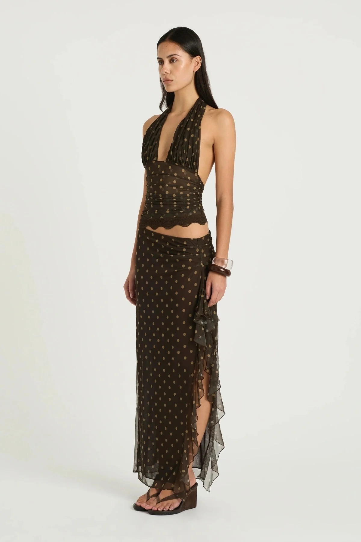 Benni Penelope Halter Maxi Dress - Espresso Spot - Image 3