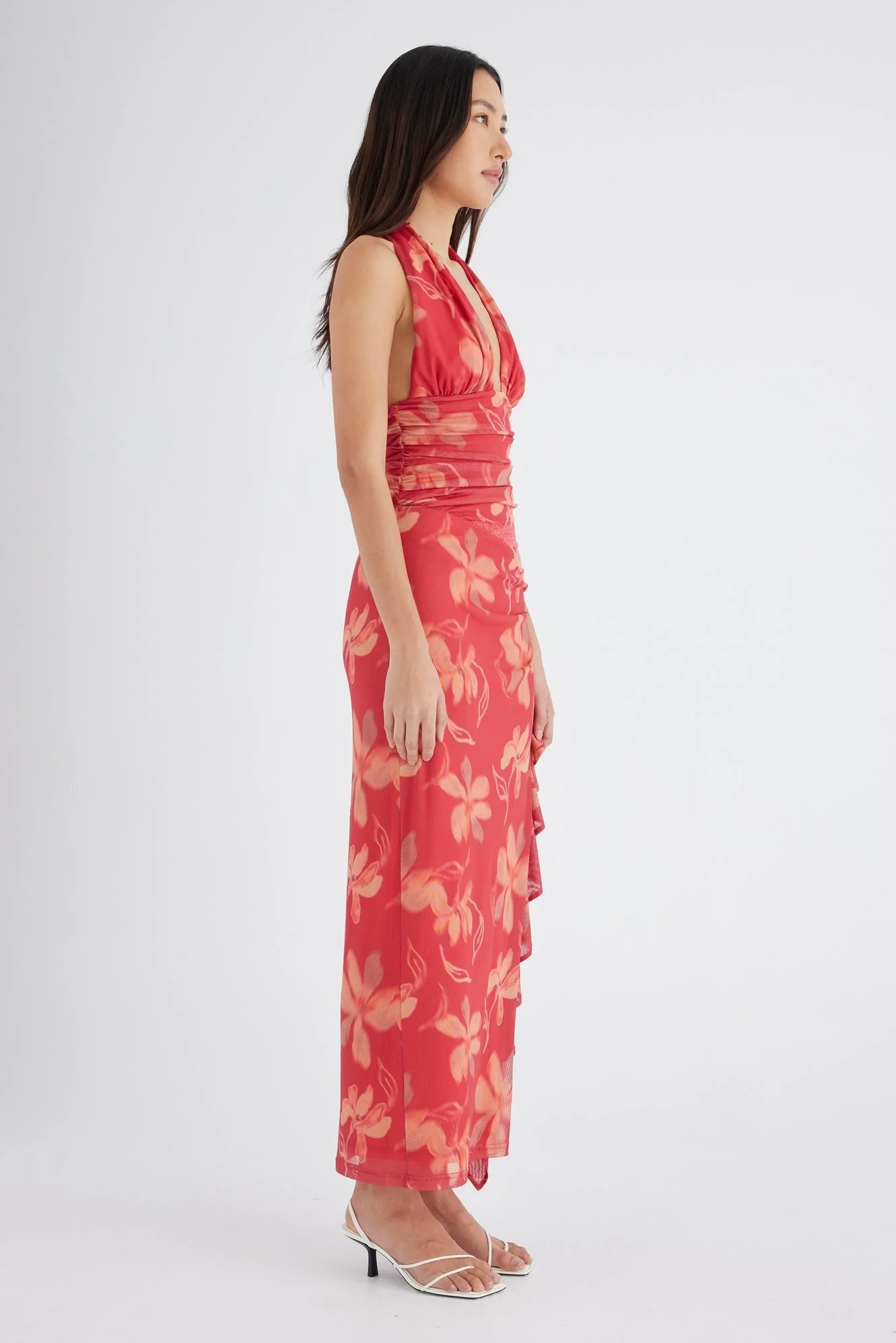 Benni Penelope Halter Maxi Dress - Hibiscus Floral - Image 2