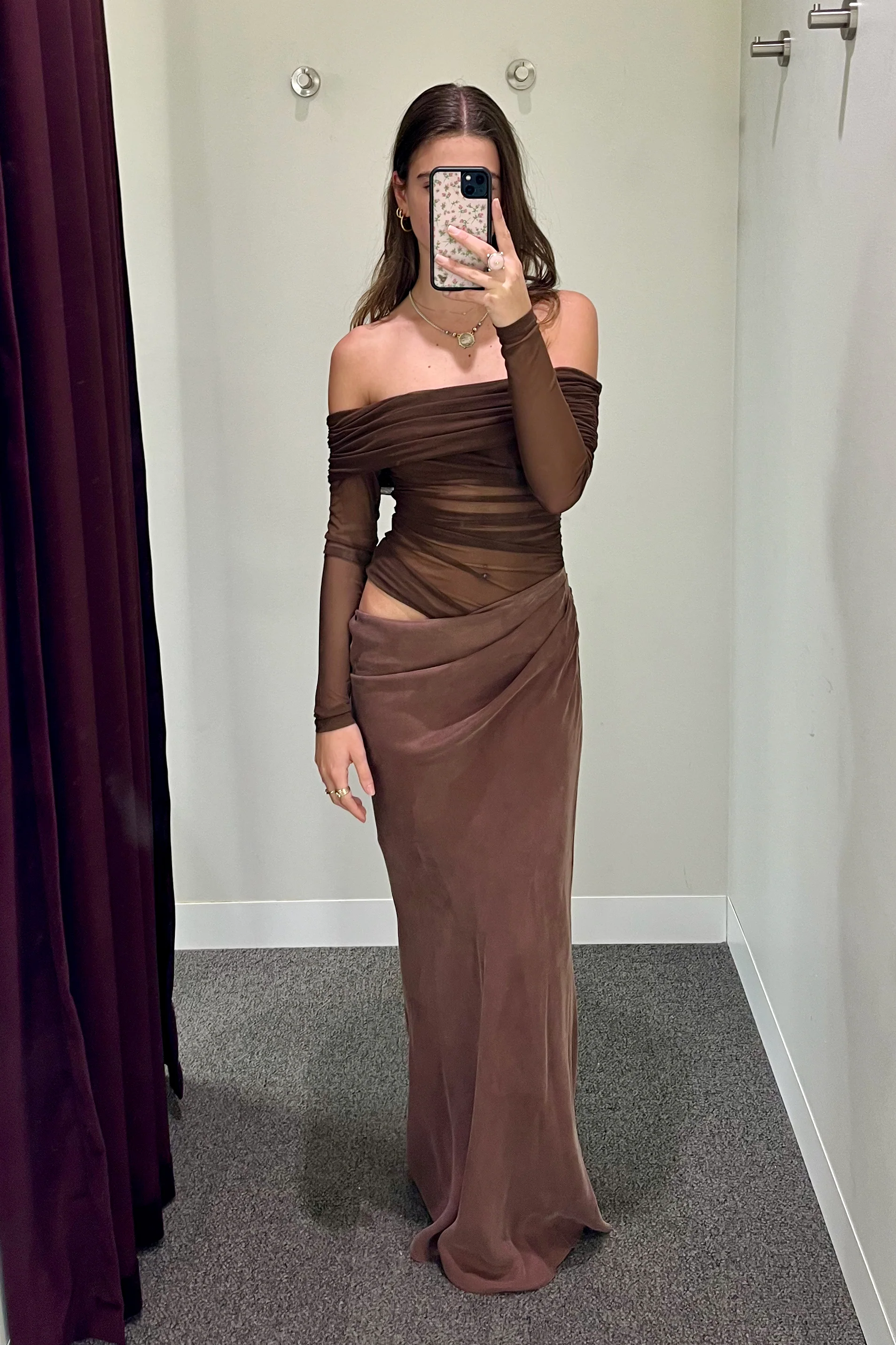 Benni Yasmin Off Shoulder Dress - Chocolate