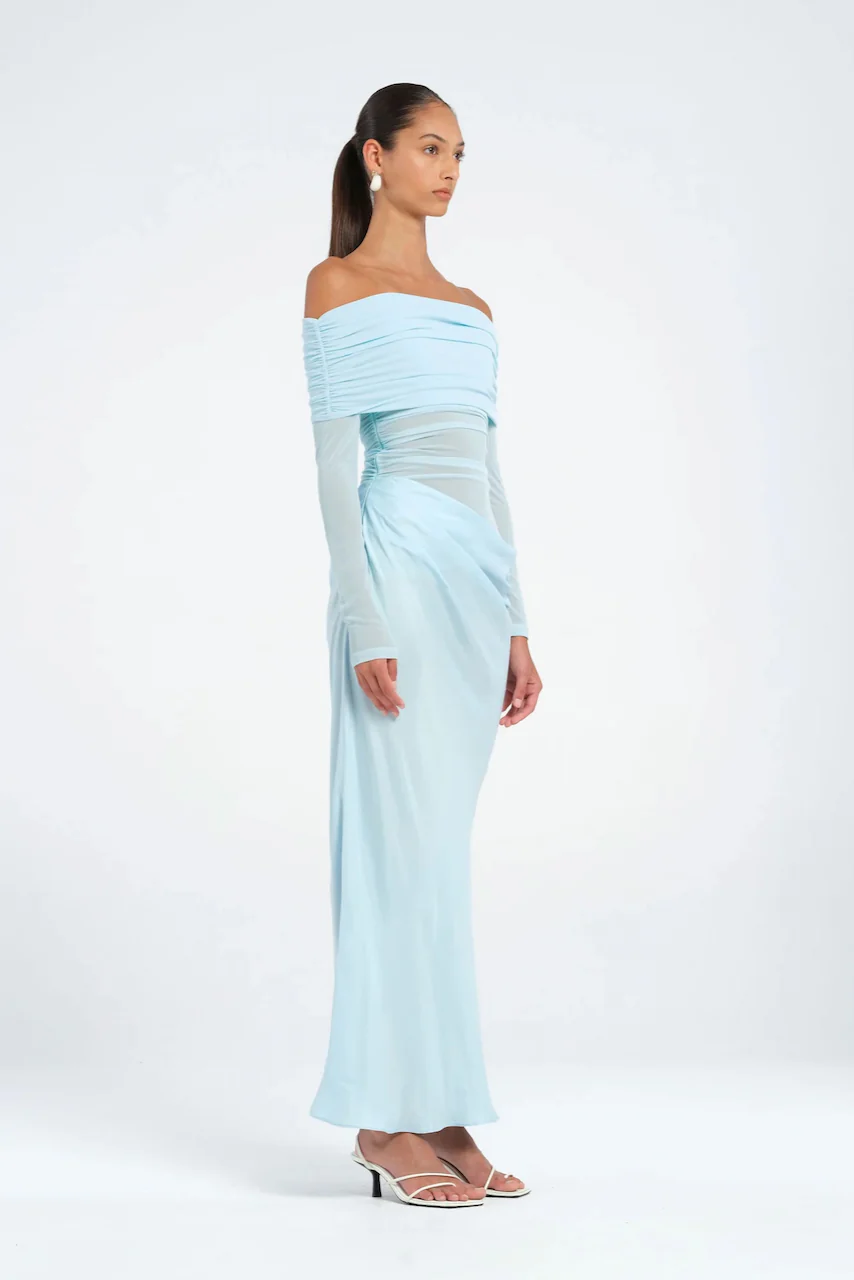 Benni Yasmin Off-Shoulder Maxi Dress - Baby Blue - Image 2
