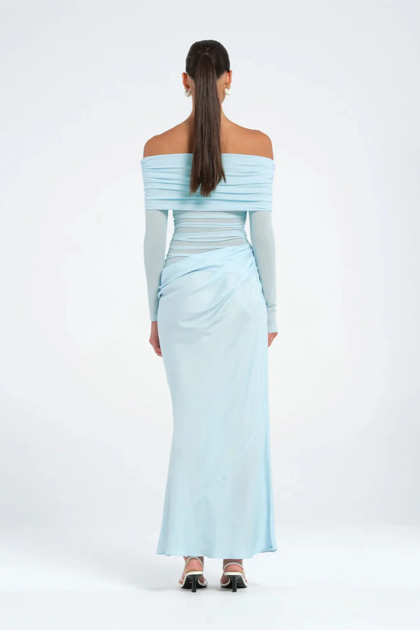 Benni Yasmin Off-Shoulder Maxi Dress - Baby Blue - Image 3