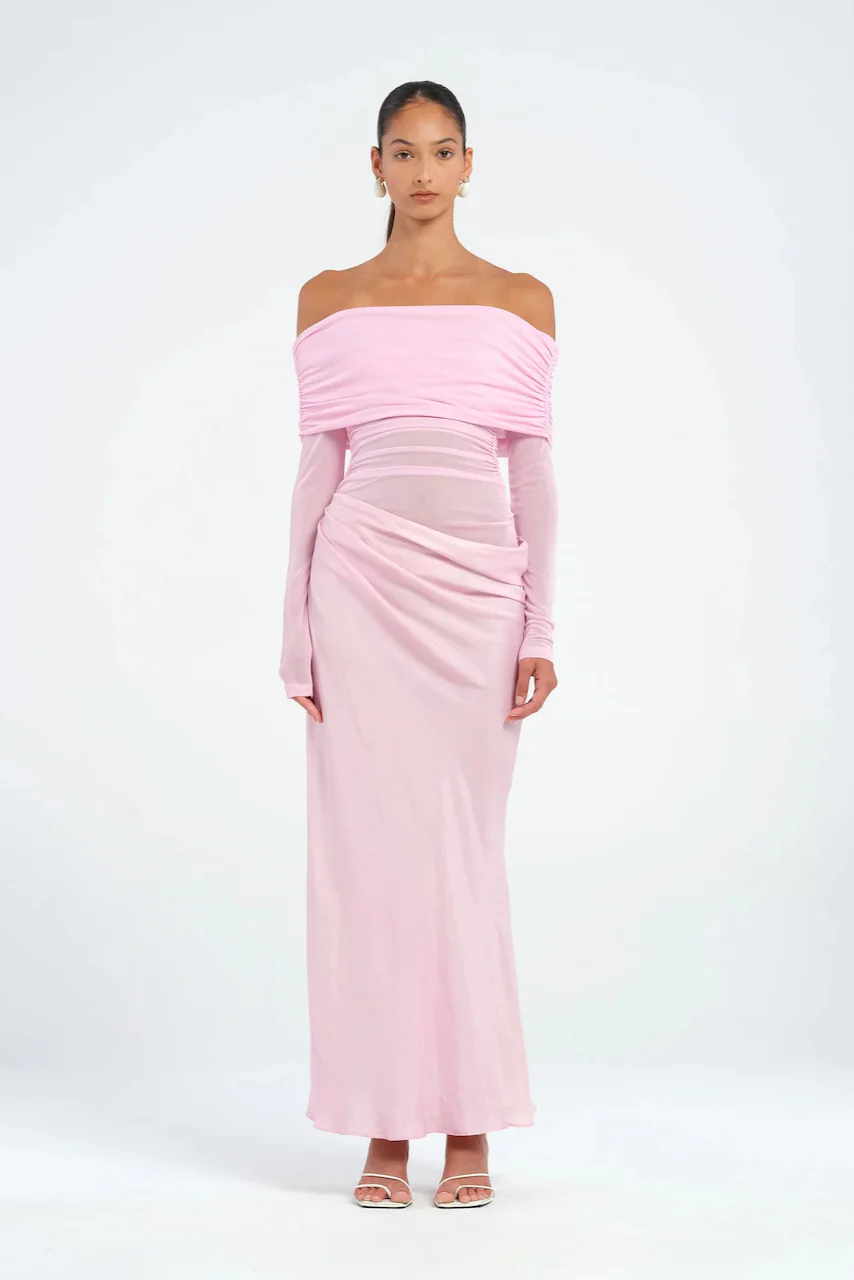 Benni Yasmin Off-Shoulder Maxi Dress - Baby Pink