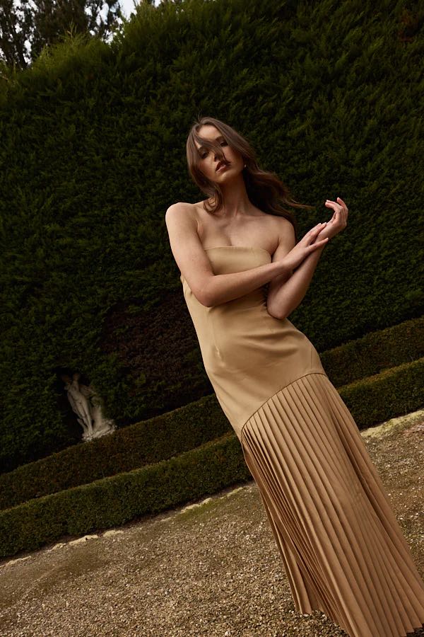 Bianca & Bridgett Mara Pleated Dress - Beige - Image 2