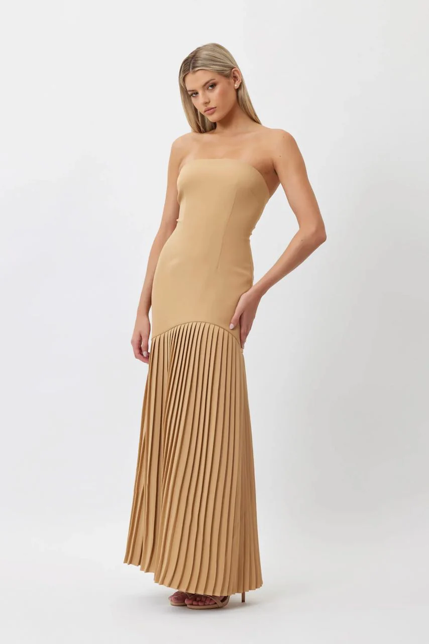 Bianca & Bridgett Mara Pleated Dress - Beige - Image 3
