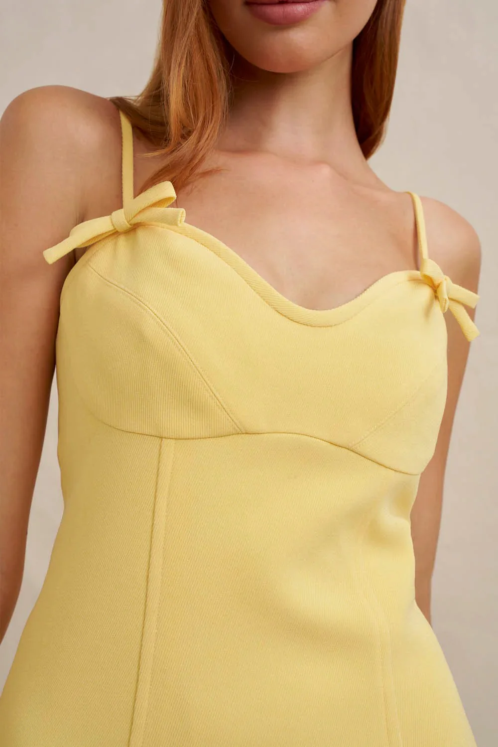 By Johnny Bettina Bow Mini Dress - Yellow - Image 3