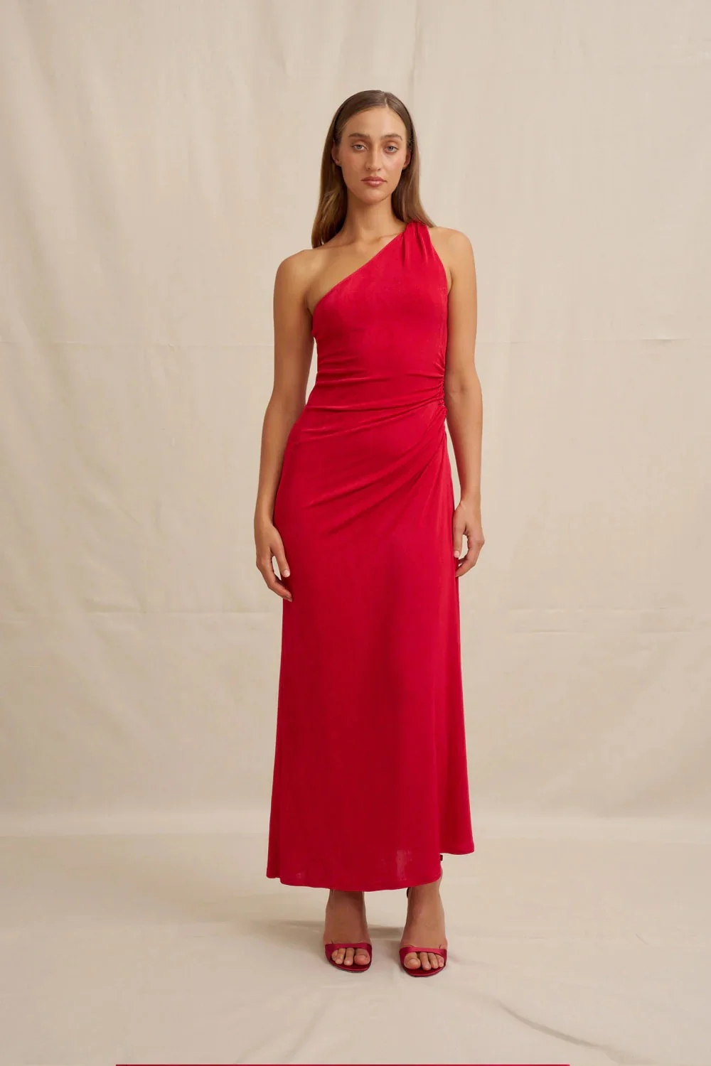 By Johnny Carmine One Shoulder Dress - Red