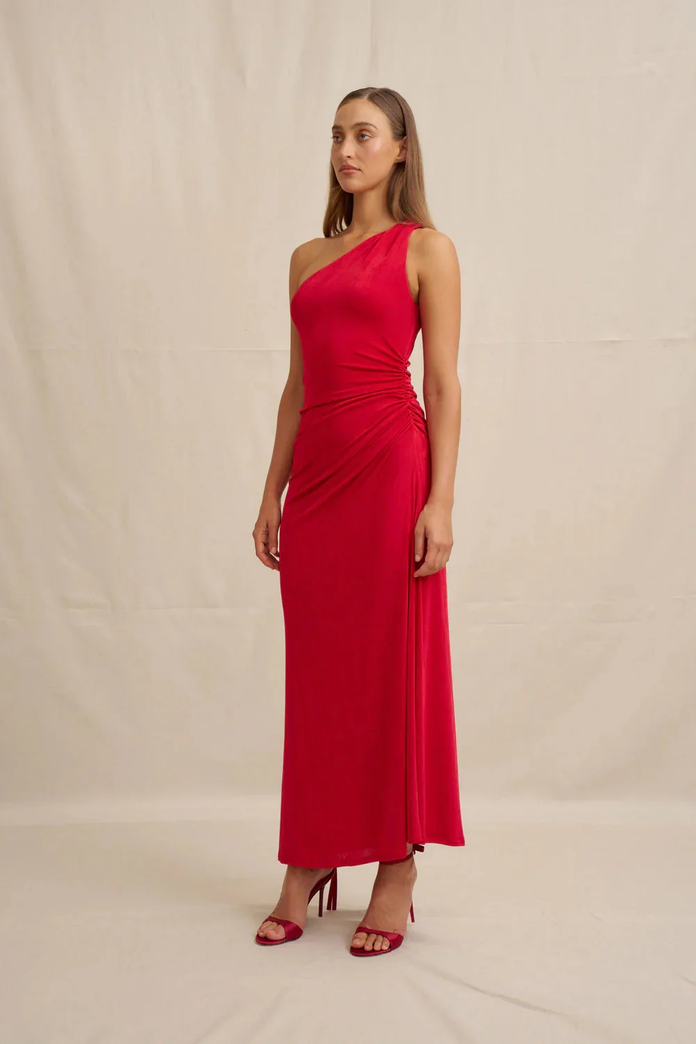 By Johnny Carmine One Shoulder Dress - Red - Image 4