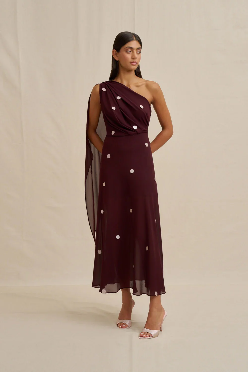 By Johnny Delia Drape Midi Dress - Wine Pink
