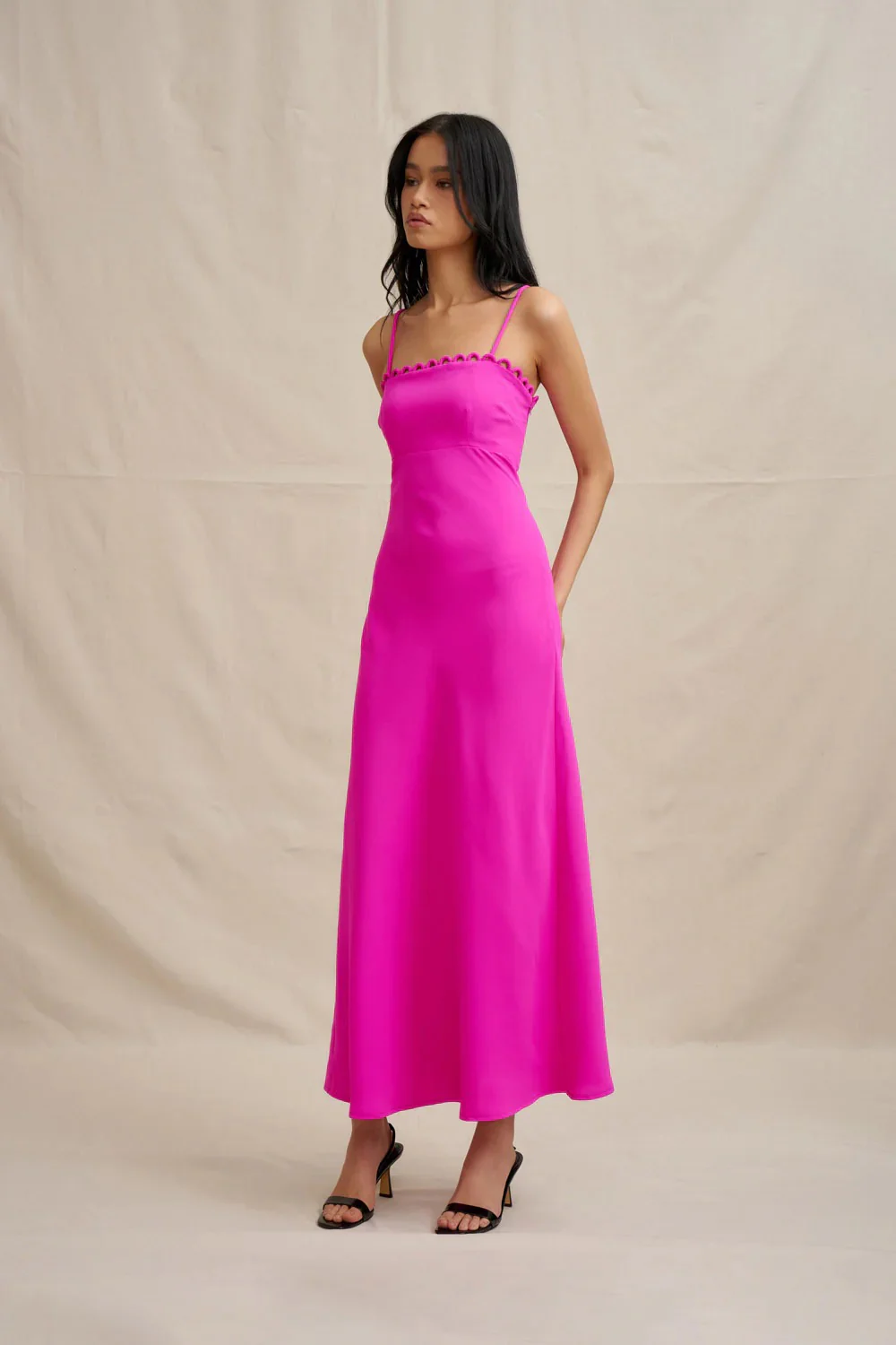 By Johnny Denise Bias Midi Dress - Fuchsia Pink - Image 2