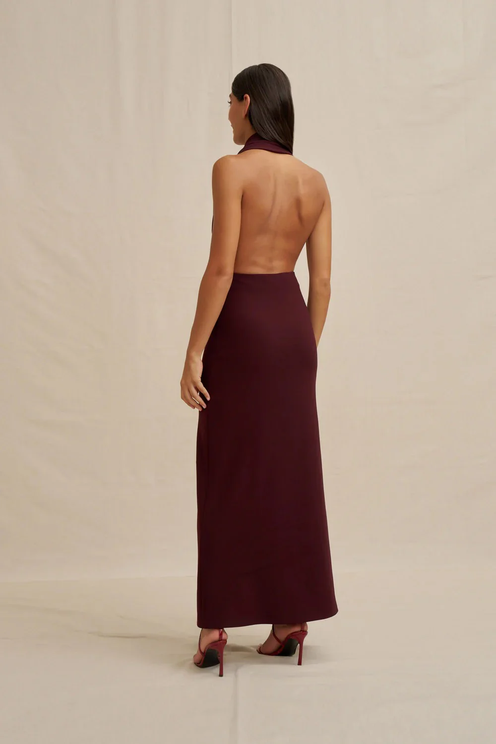 By Johnny Imogen Halter Dress - Burgundy - Image 4