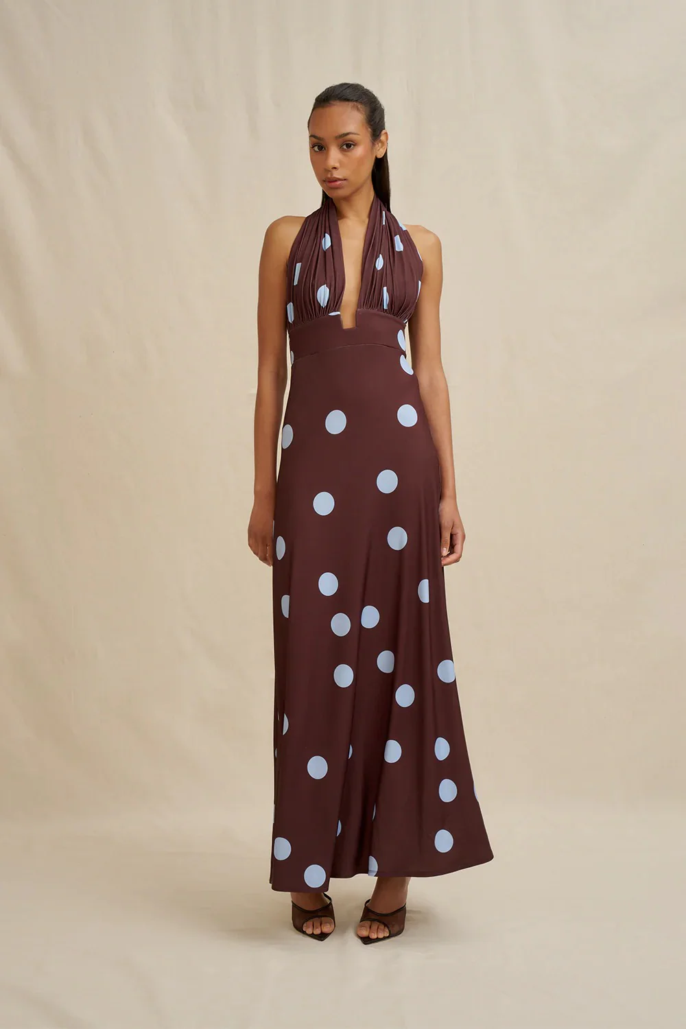 By Johnny Paloma Polka Ankle Dress - Brown Blue