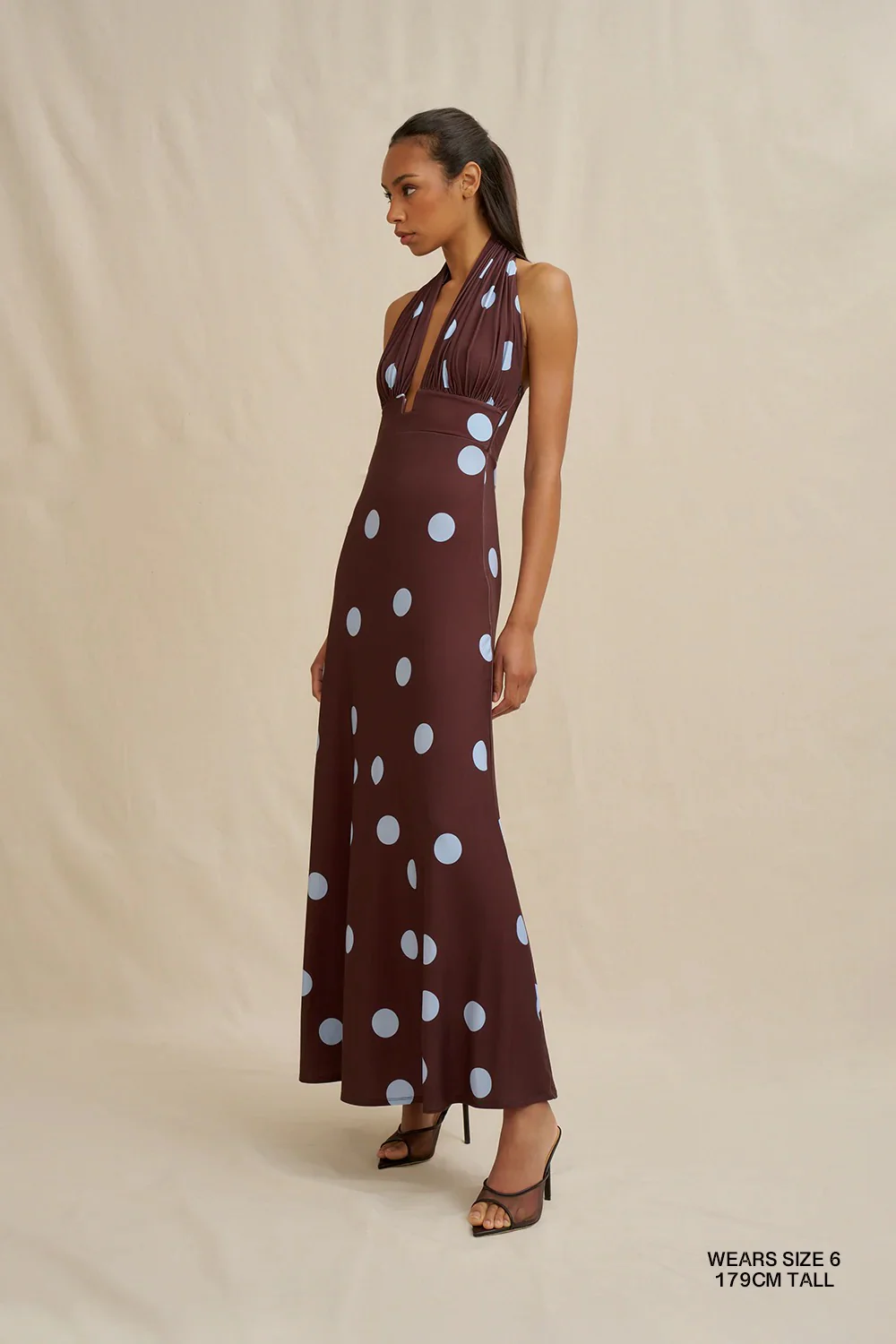 By Johnny Paloma Polka Ankle Dress - Brown Blue - Image 3