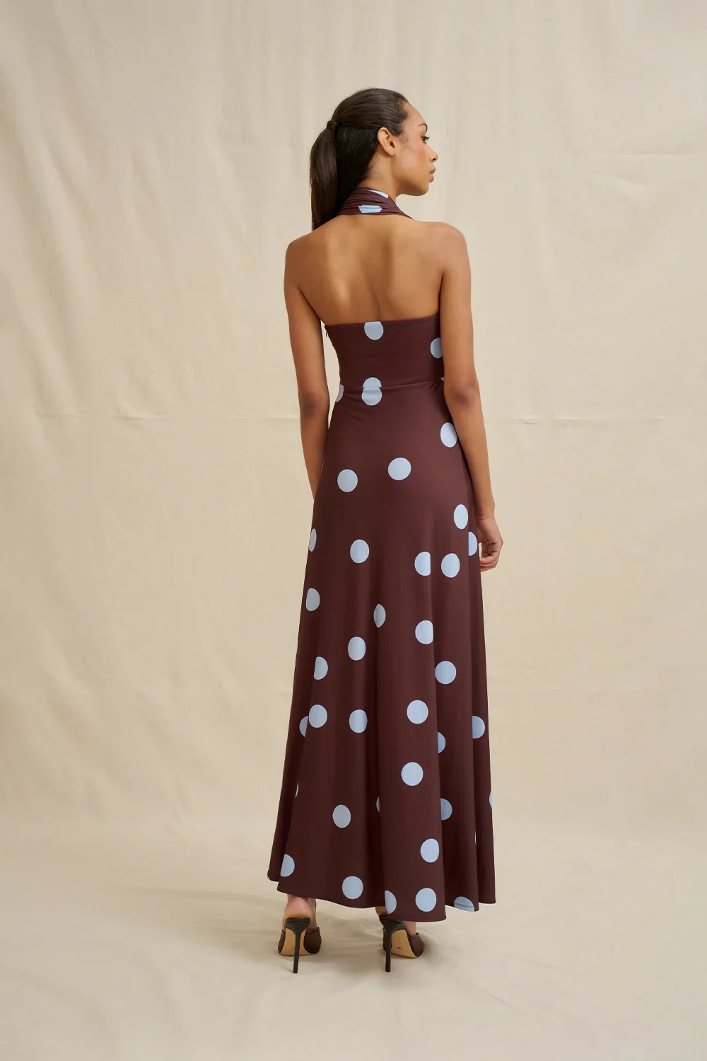 By Johnny Paloma Polka Ankle Dress - Brown Blue - Image 6