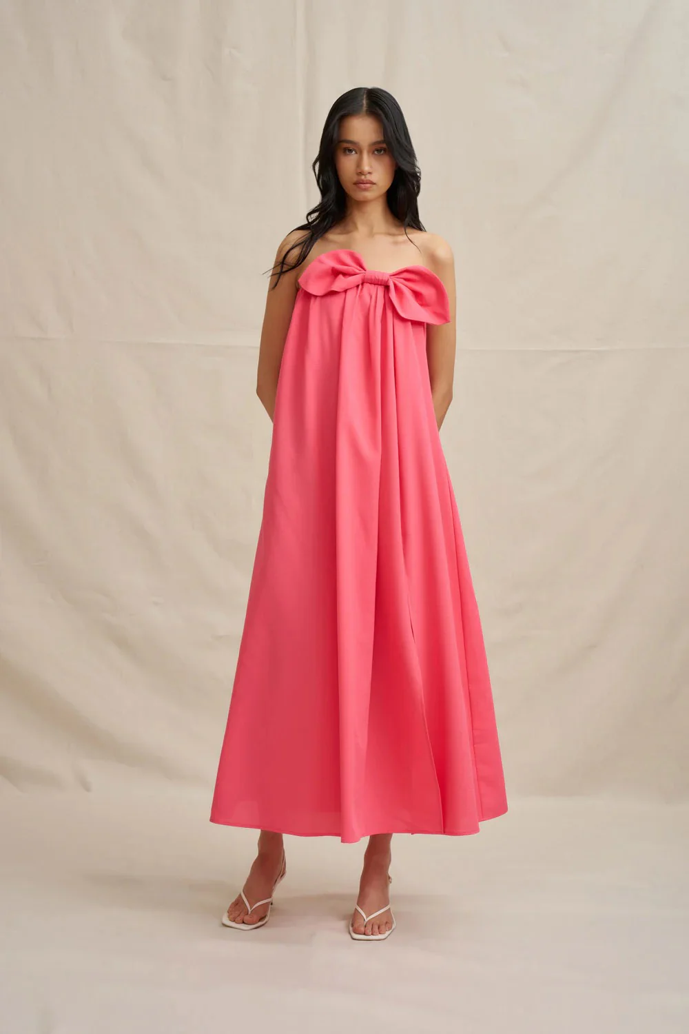 By Johnny Sabrina Strapless Maxi Dress - Coral Pink