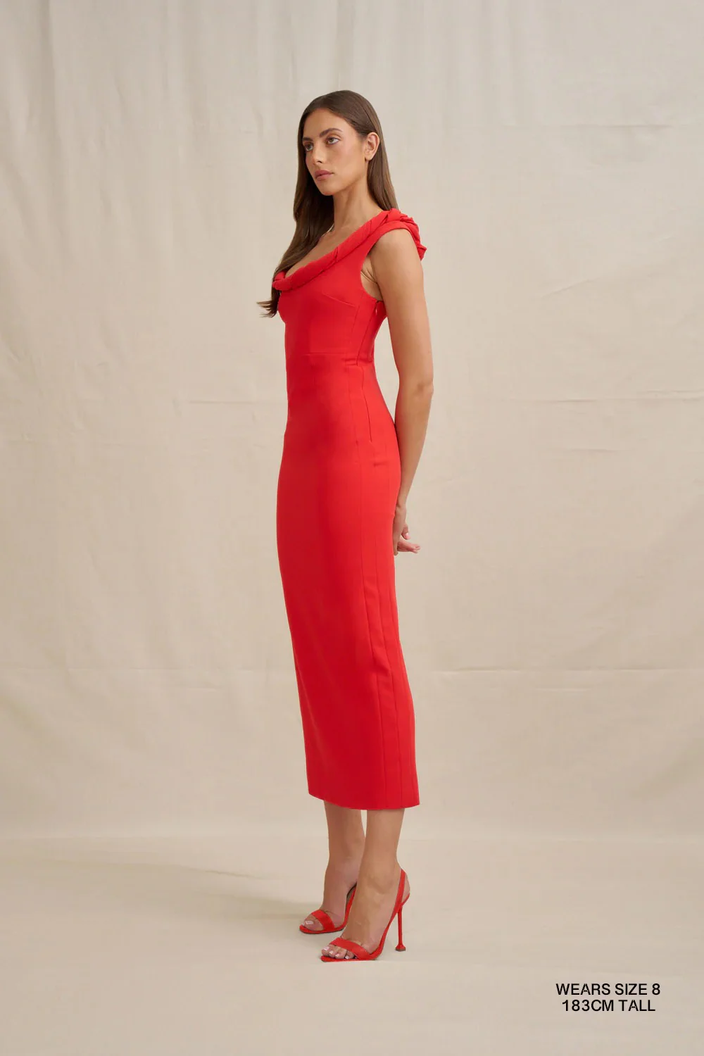 By Johnny Talia Twist Midi Dress - Red - Image 4