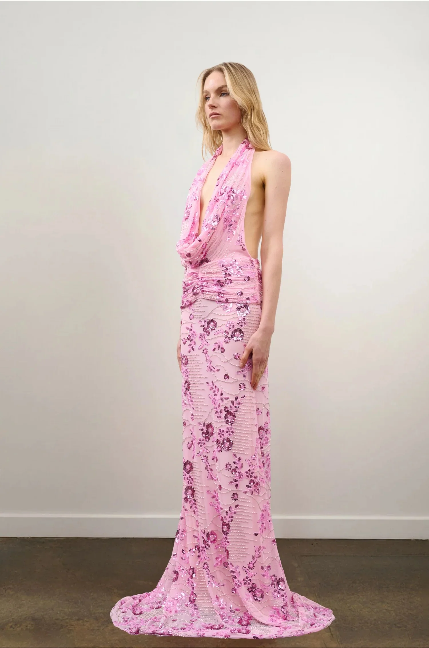 Džo Olena Dress - Pink Floral Beaded - Image 2