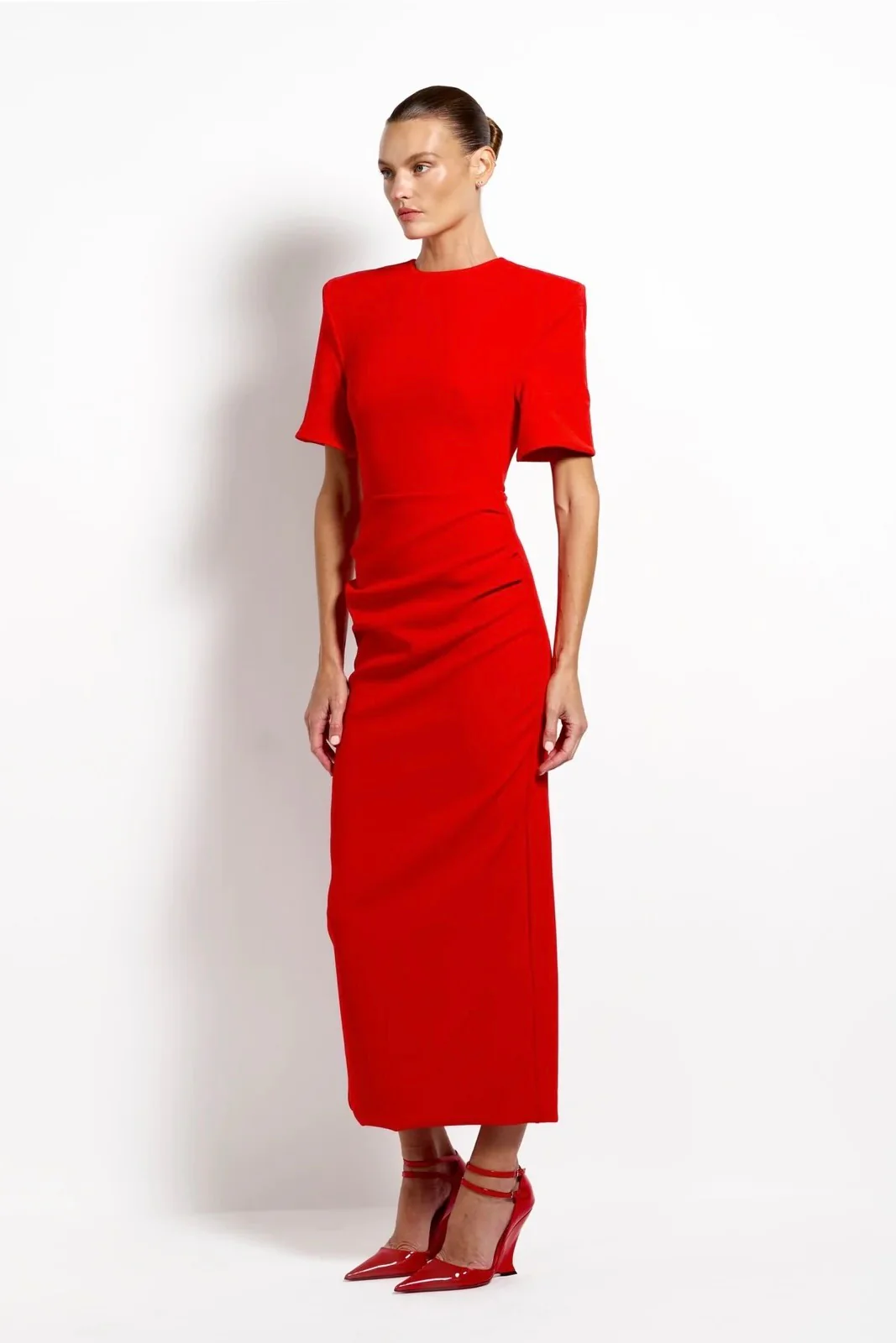 Effie Kats Evie Midi Dress - Cherry Red - Image 2