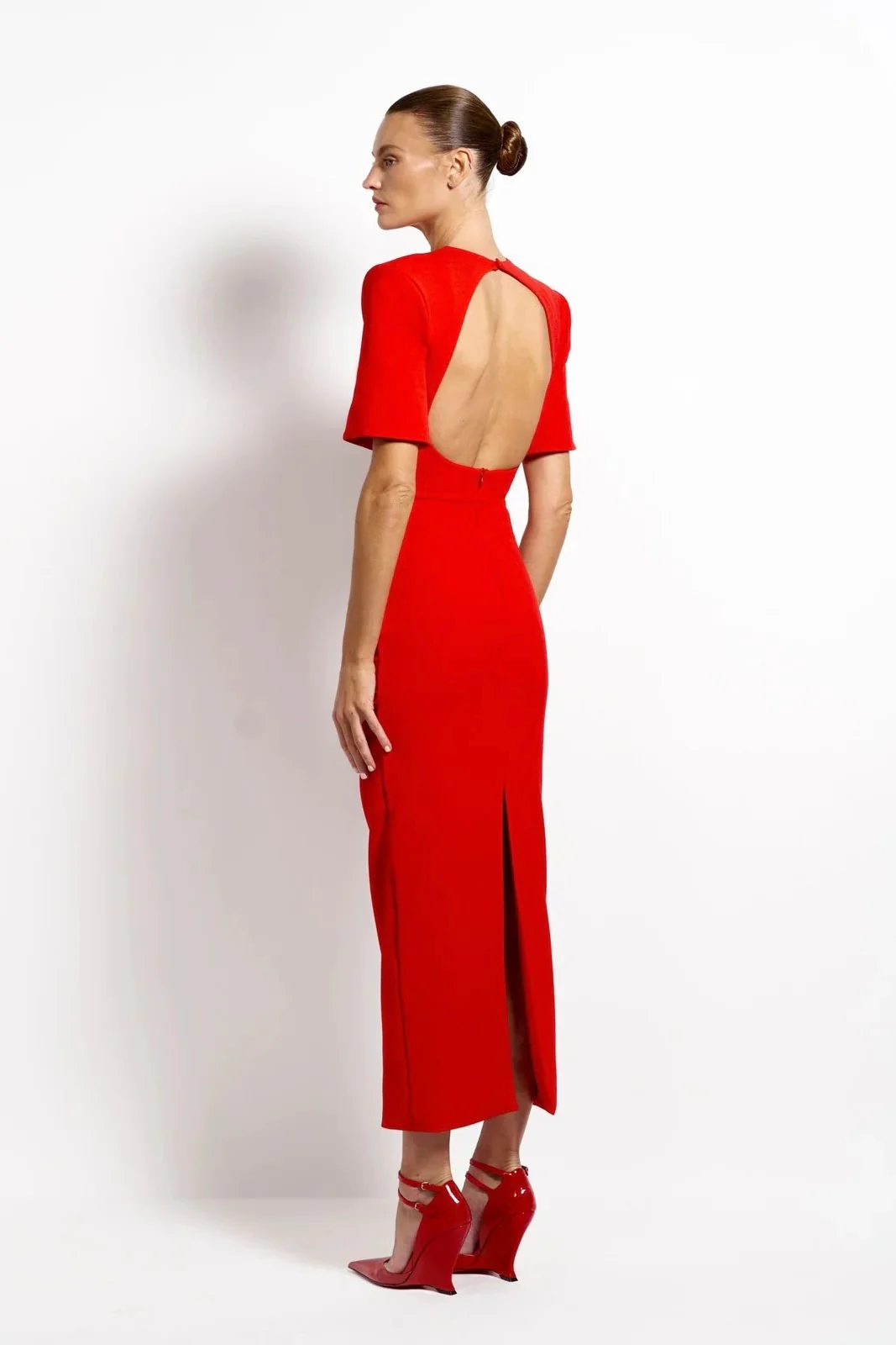 Effie Kats Evie Midi Dress - Cherry Red - Image 4