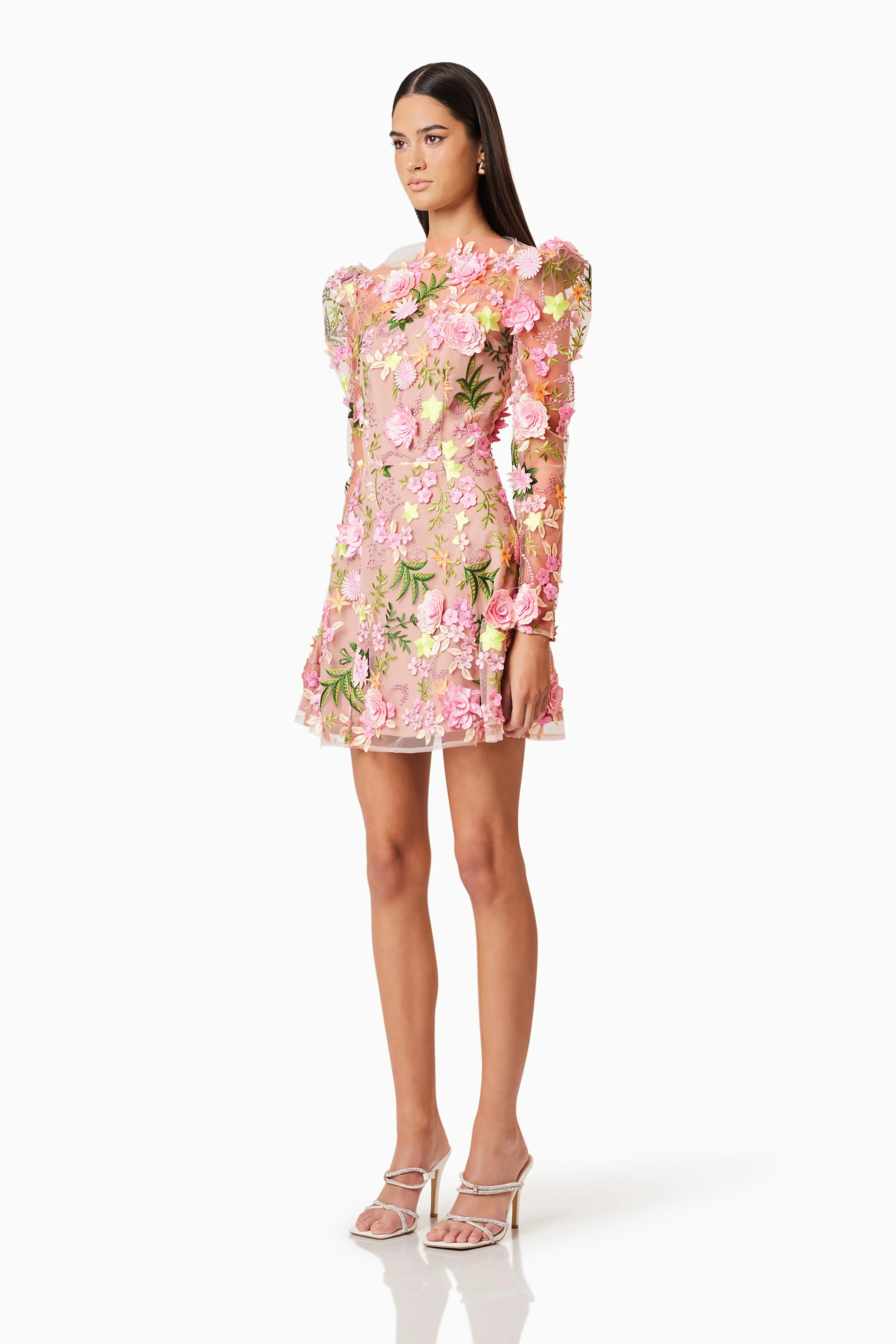Elliatt Aella Long Sleeve Aline Mini Dress - Pink Multi - Image 6