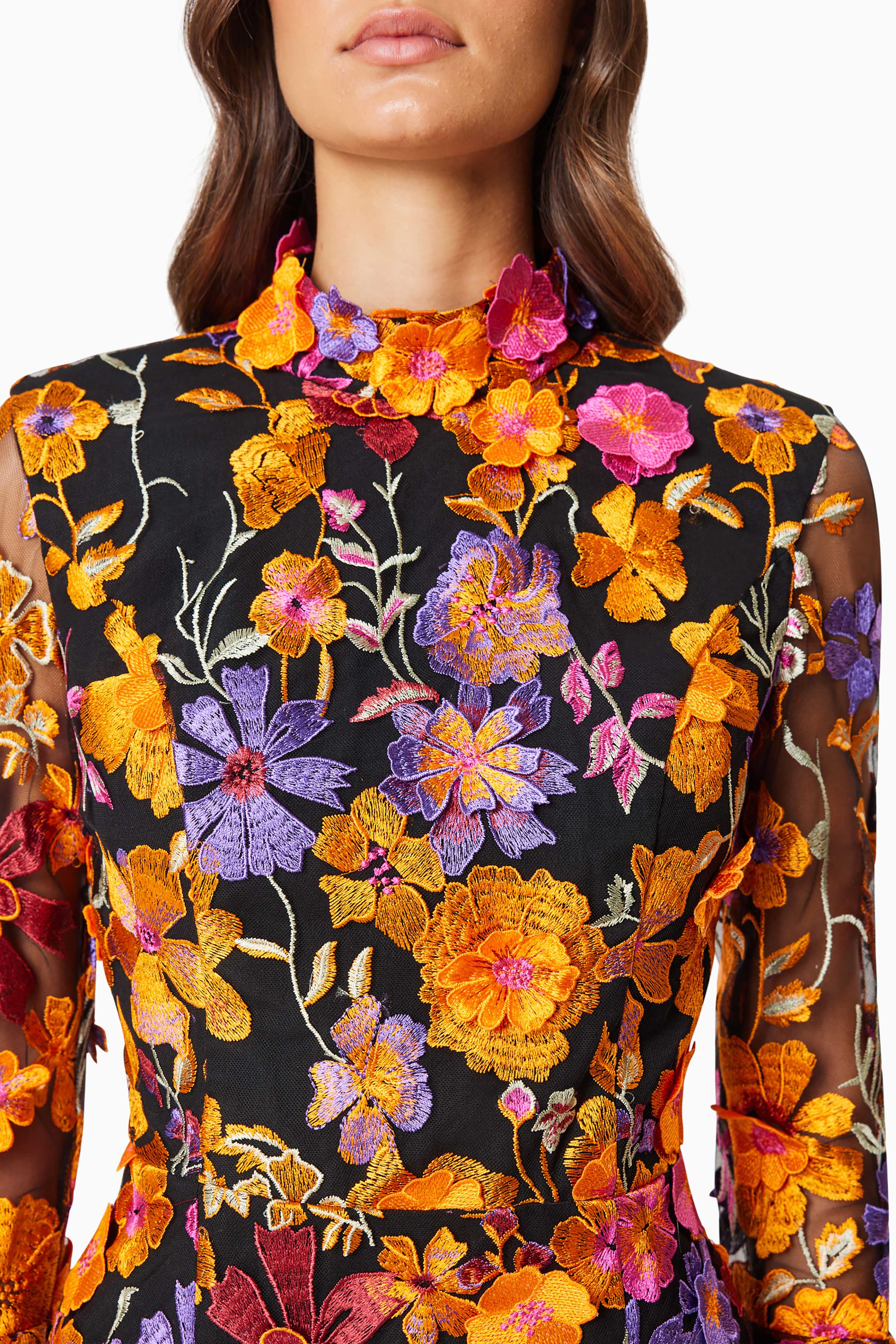 Elliatt Alessandra Long Sleeve Mini Dress - Orange Multi - Image 6