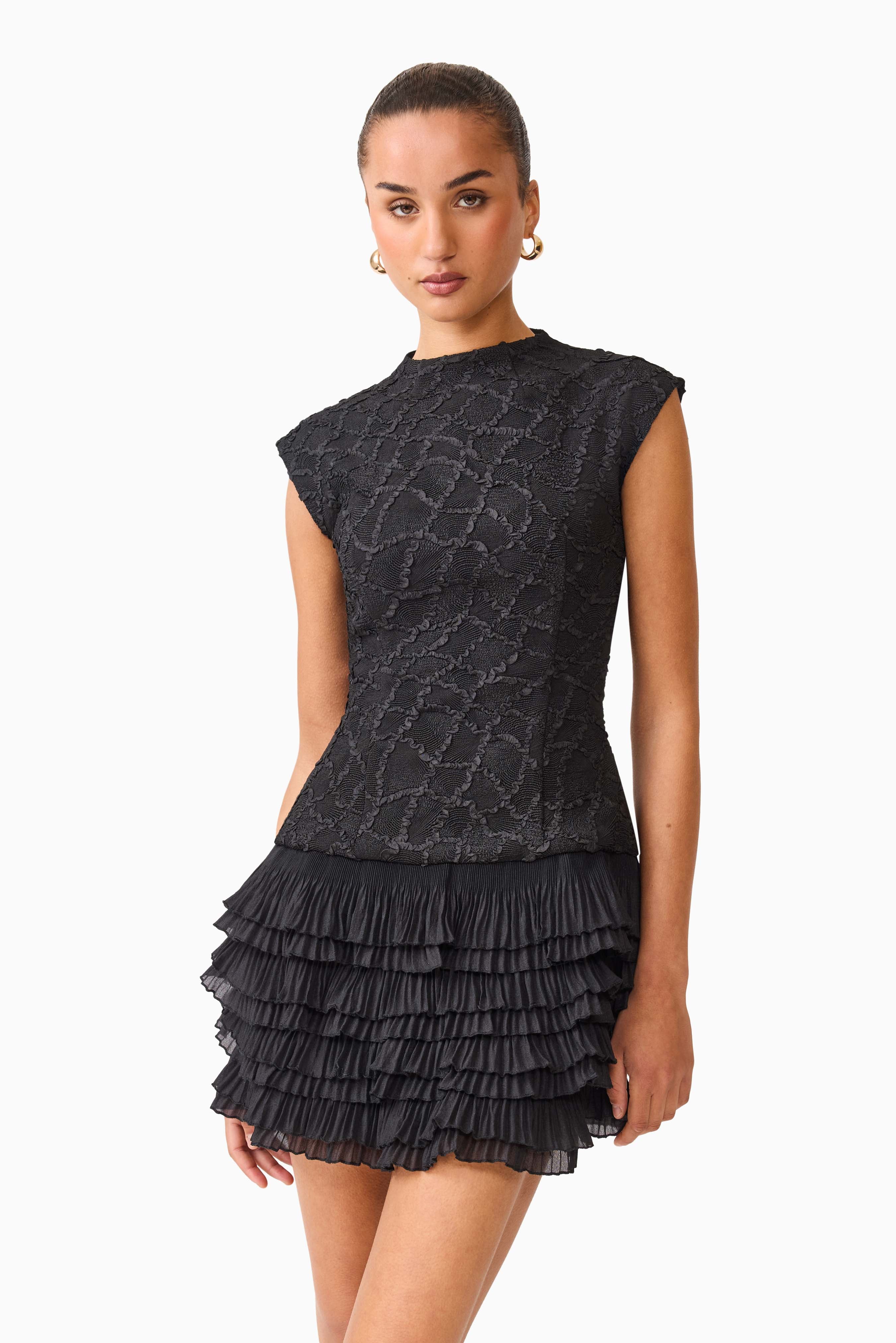 Elliatt Alexandra Tiered Mini Dress - Black - Image 2