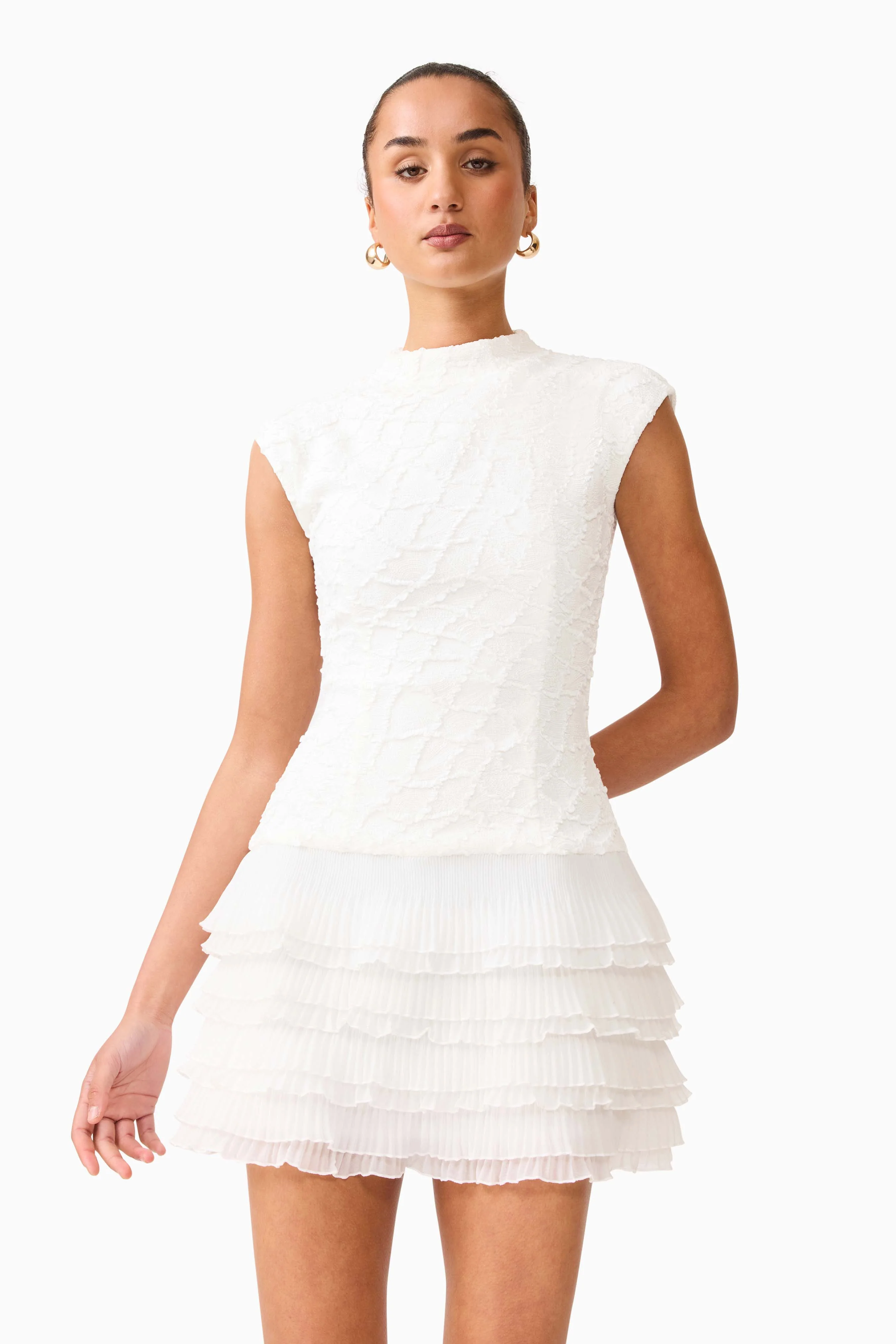 Elliatt Alexandra Tiered Mini Dress - White - Image 2