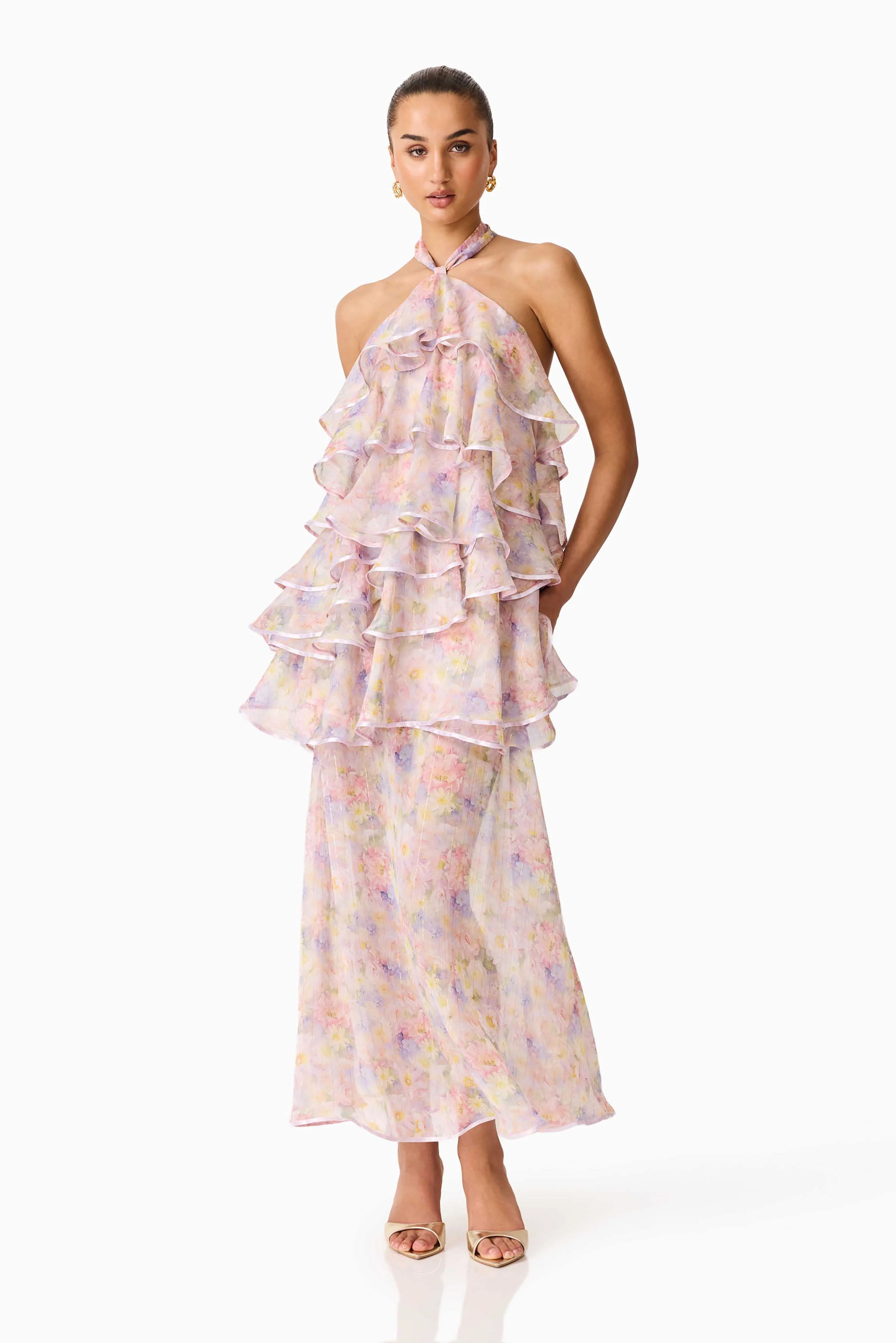 Elliatt Alindra Halterneck Maxi Dress - Floral Multi - Image 3