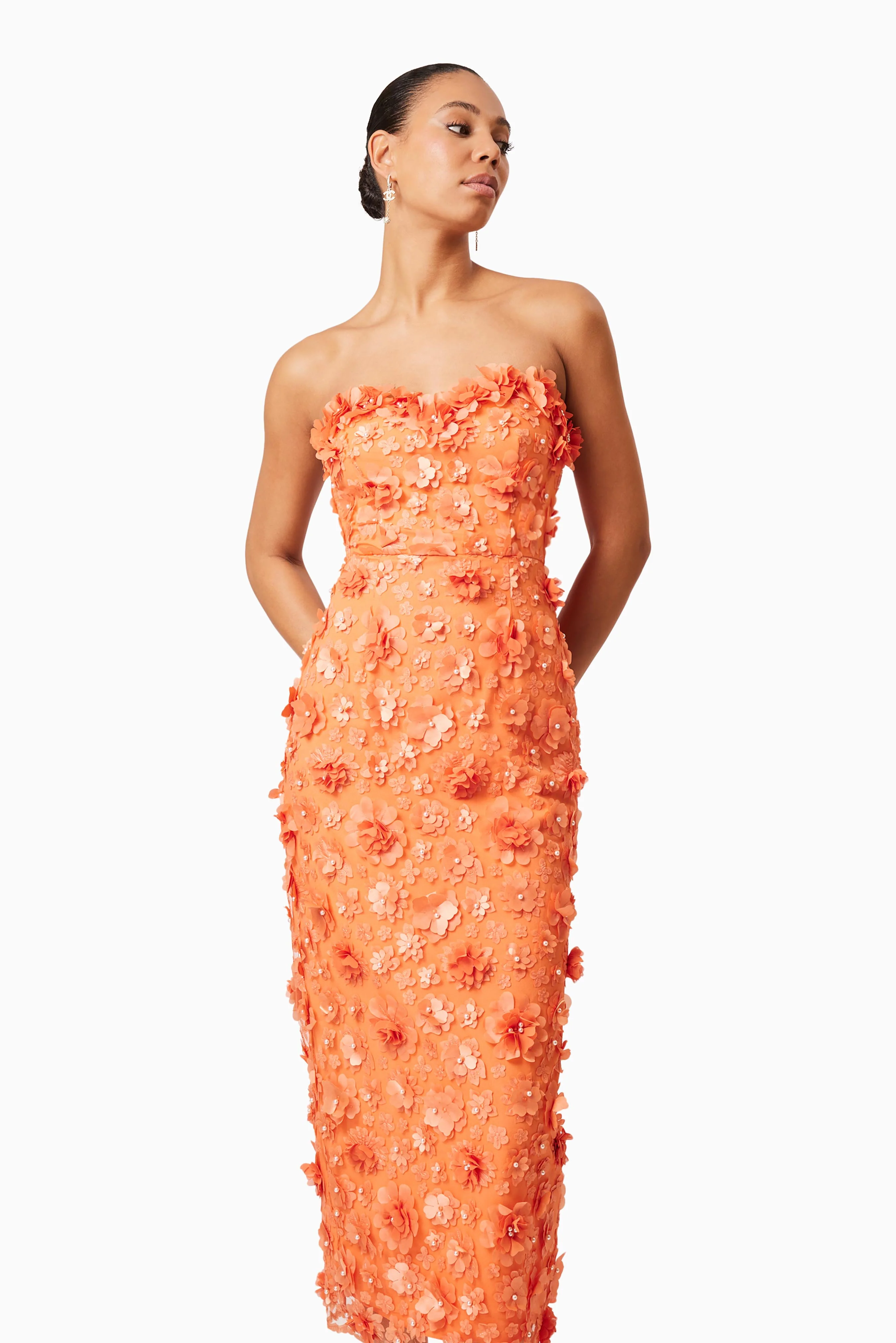 Elliatt Bluebell Midi Dress - Orange - Image 2