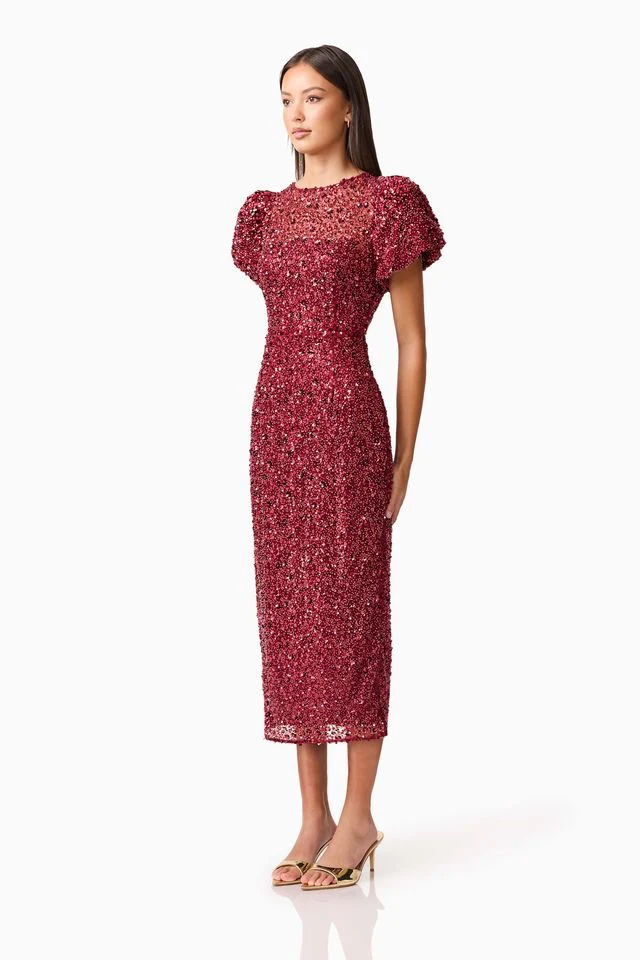 Elliatt Carmen Midi Dress - Berry - Image 4