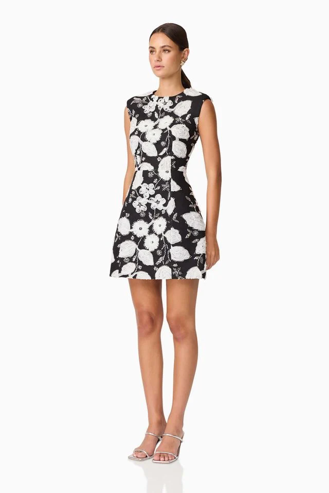 Elliatt Carol Tulip Mini Dress - Black & White - Image 2