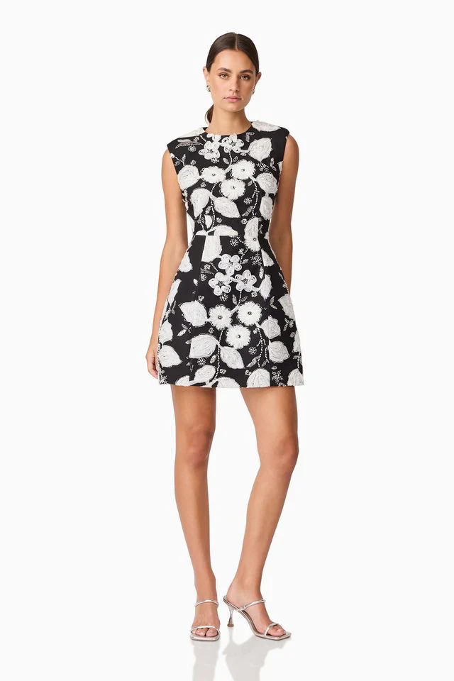 Elliatt Carol Tulip Mini Dress - Black & White - Image 3
