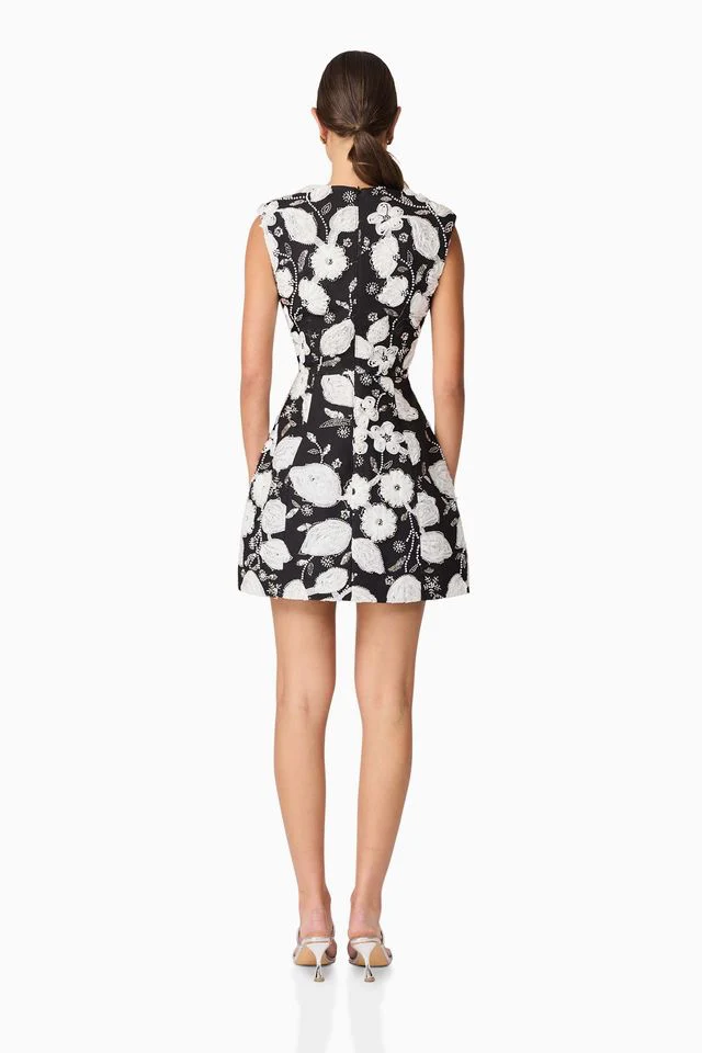 Elliatt Carol Tulip Mini Dress - Black & White - Image 4