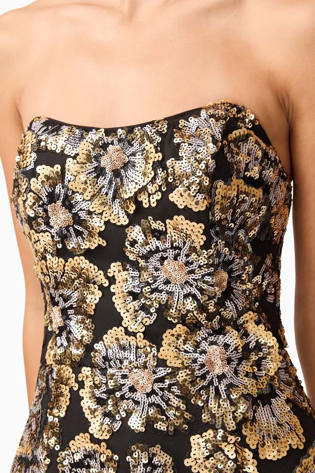 Elliatt Celeste Strapless Mini Dress - Black Gold - Image 6