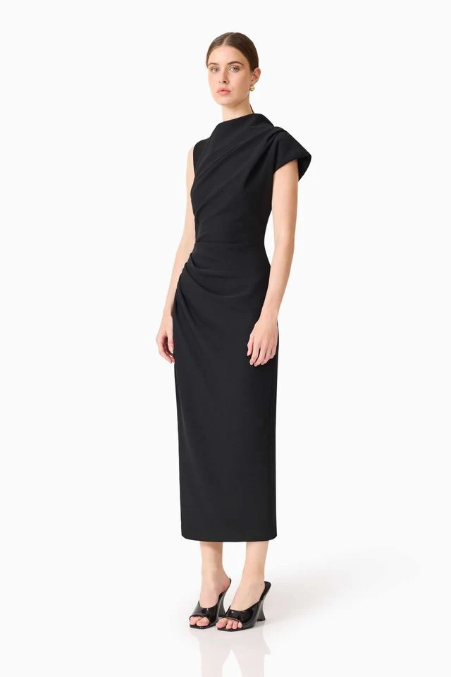 Elliatt Chantal Asymmetrical Midi Dress - Black - Image 3