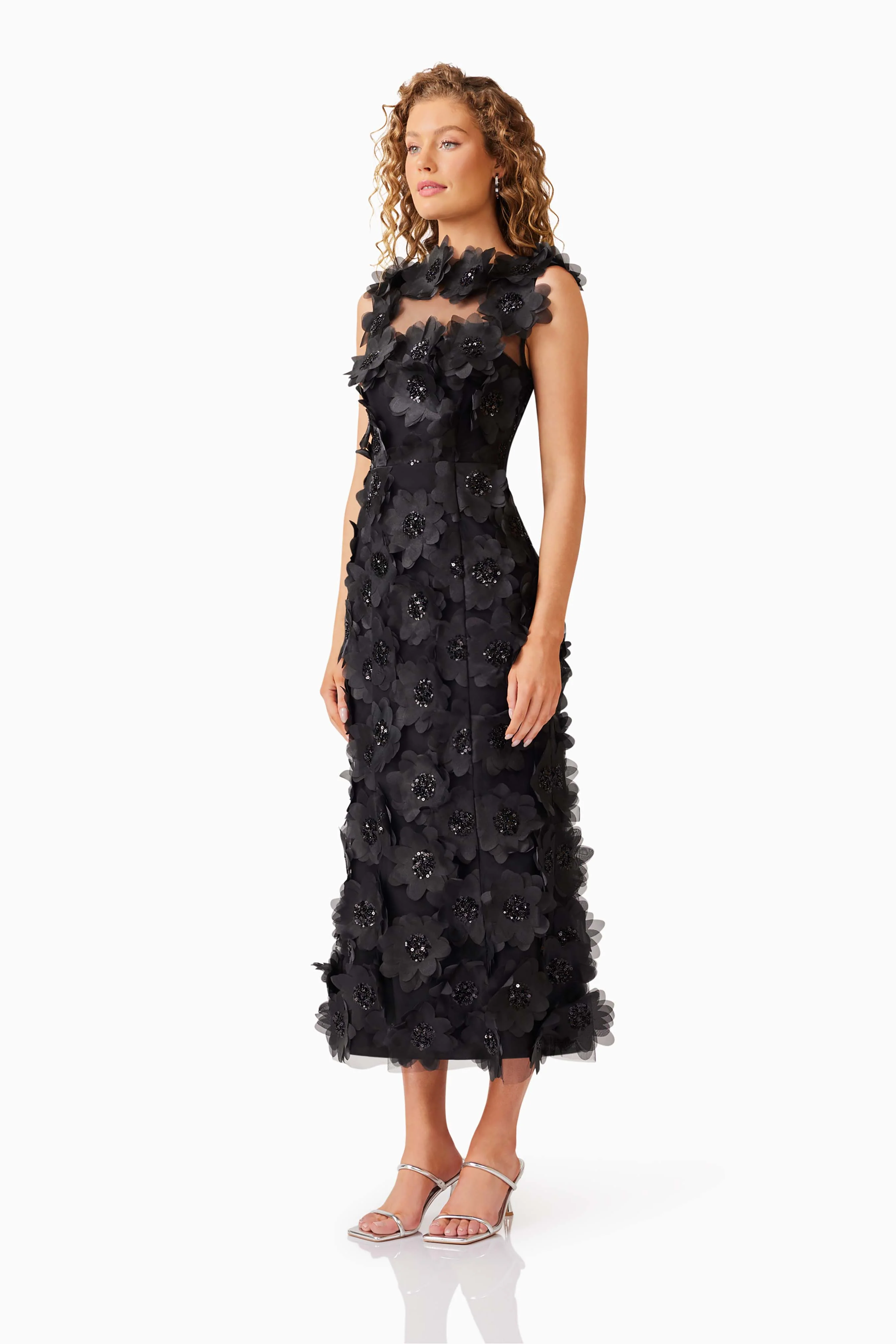 Elliatt Cherry Blossom Midi Dress - Black - Image 6